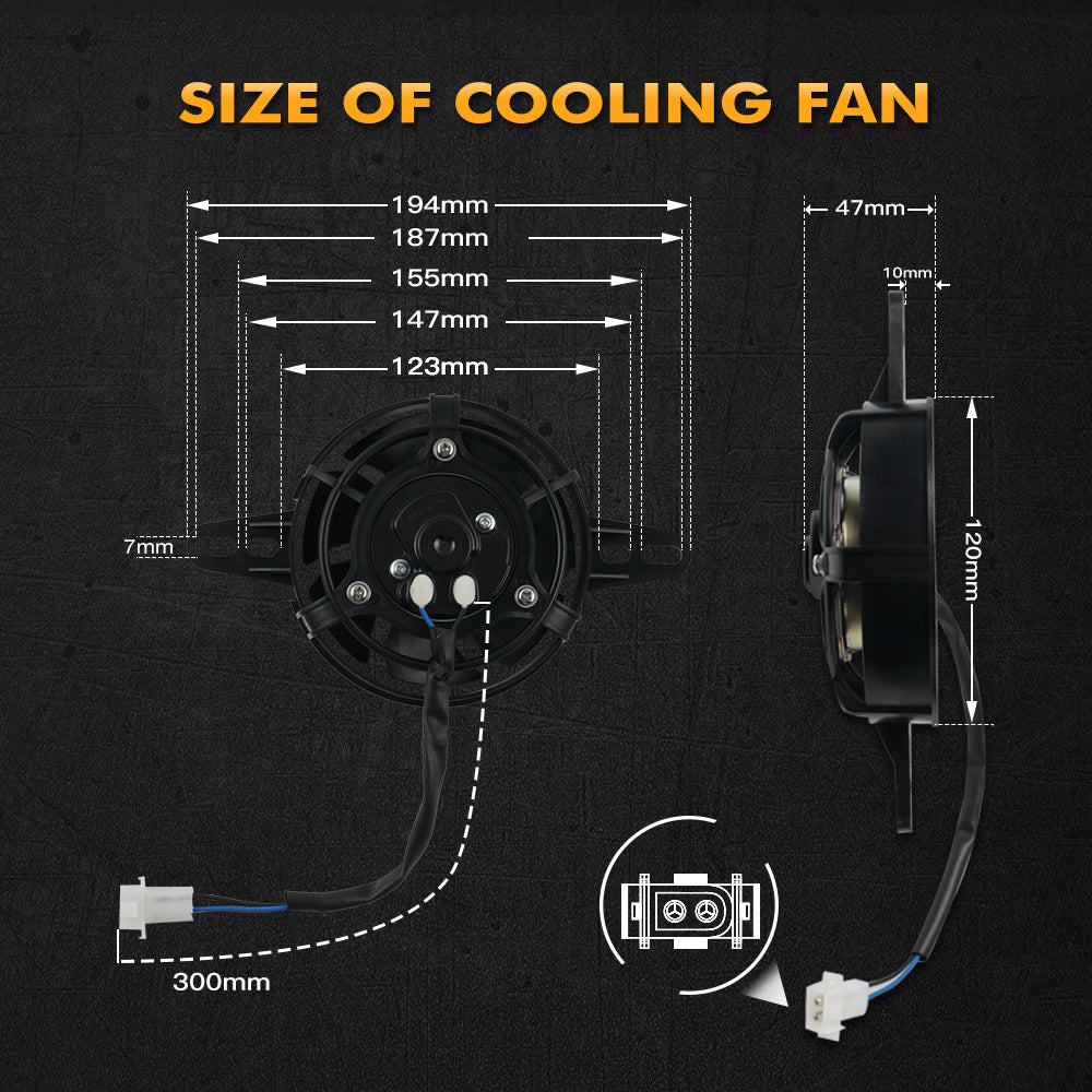 ATV Electric Radiator Thermal Cooling Fan 4" Black DC12V