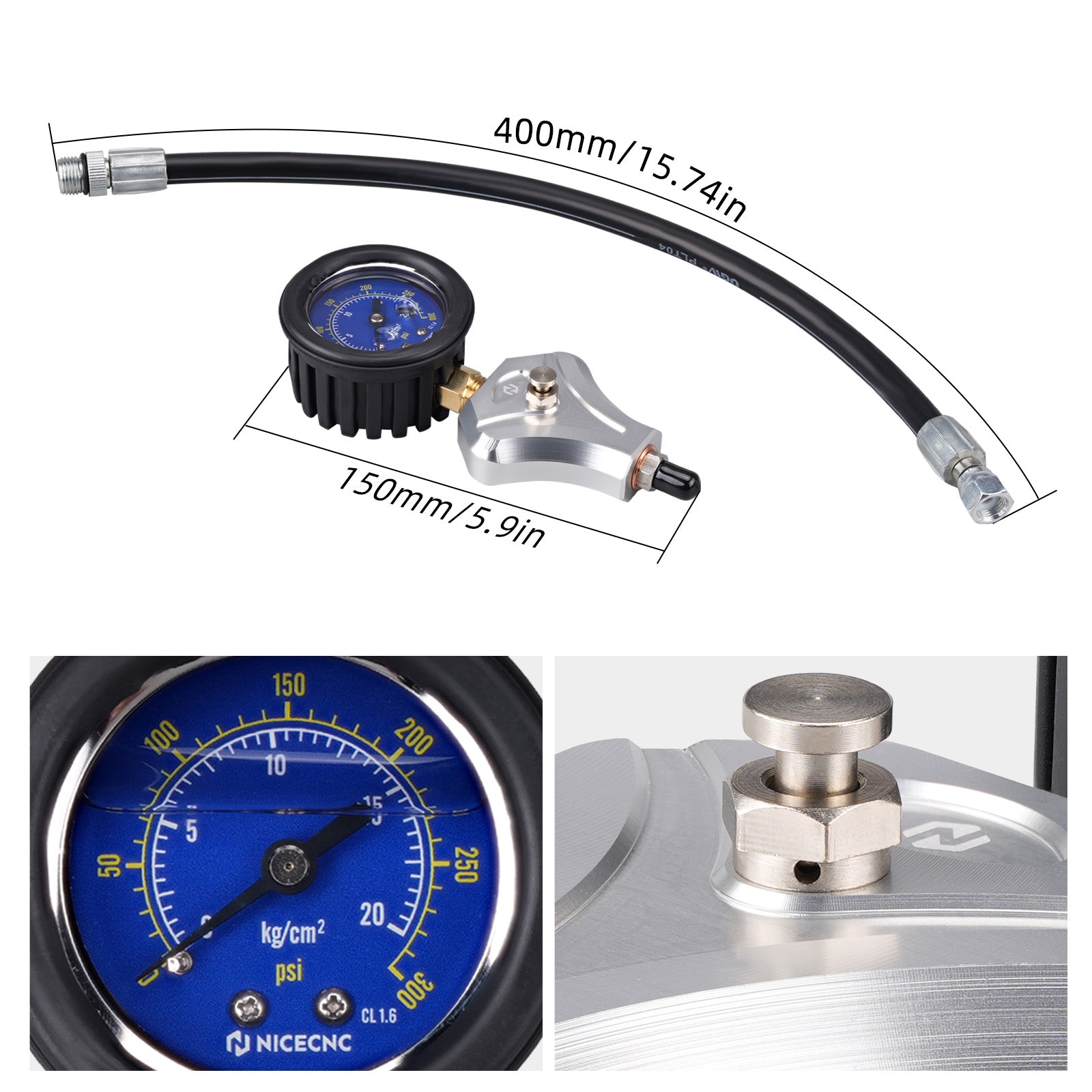 Engine Compression Tester with 10 12 14 mm Adapters For Motorcycle ATV