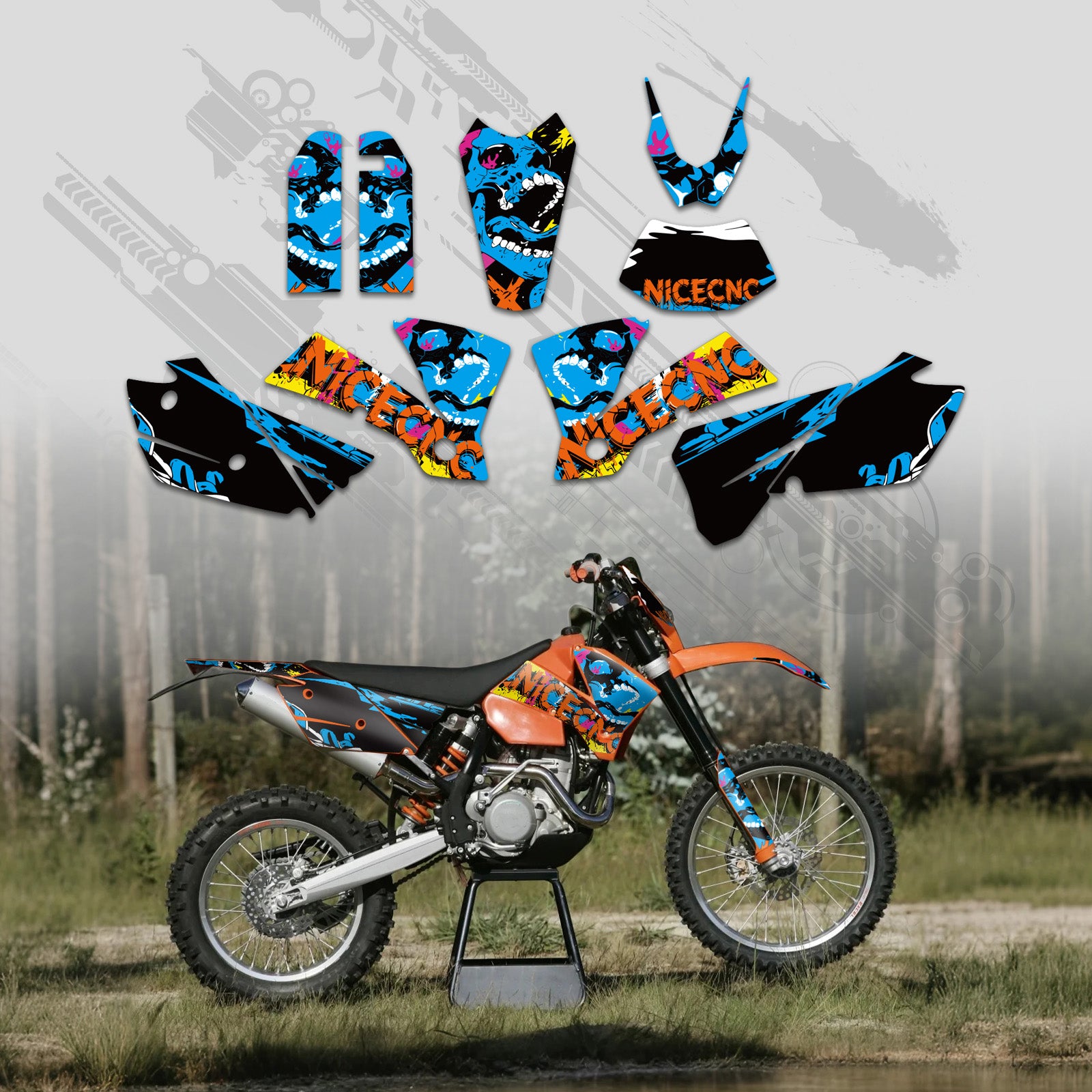 Motorcycle Full Graphics Decals Stickers Kit For KTM EXC 2004