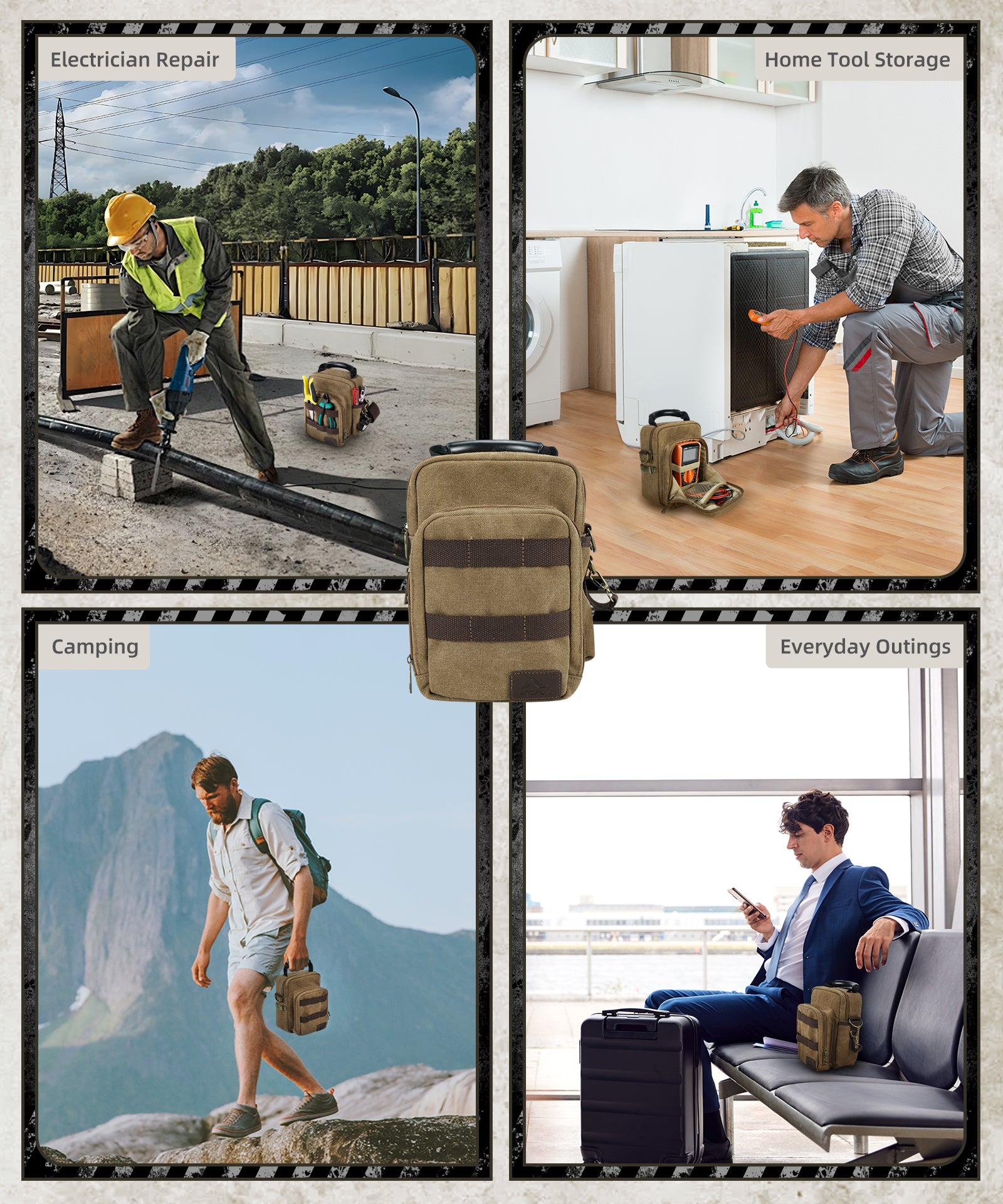 Edc Pocket Organizer with Shoulder Strap, Utility Edc Pouch, Electrician Tool Pouch for Fluke 117/116/115/114