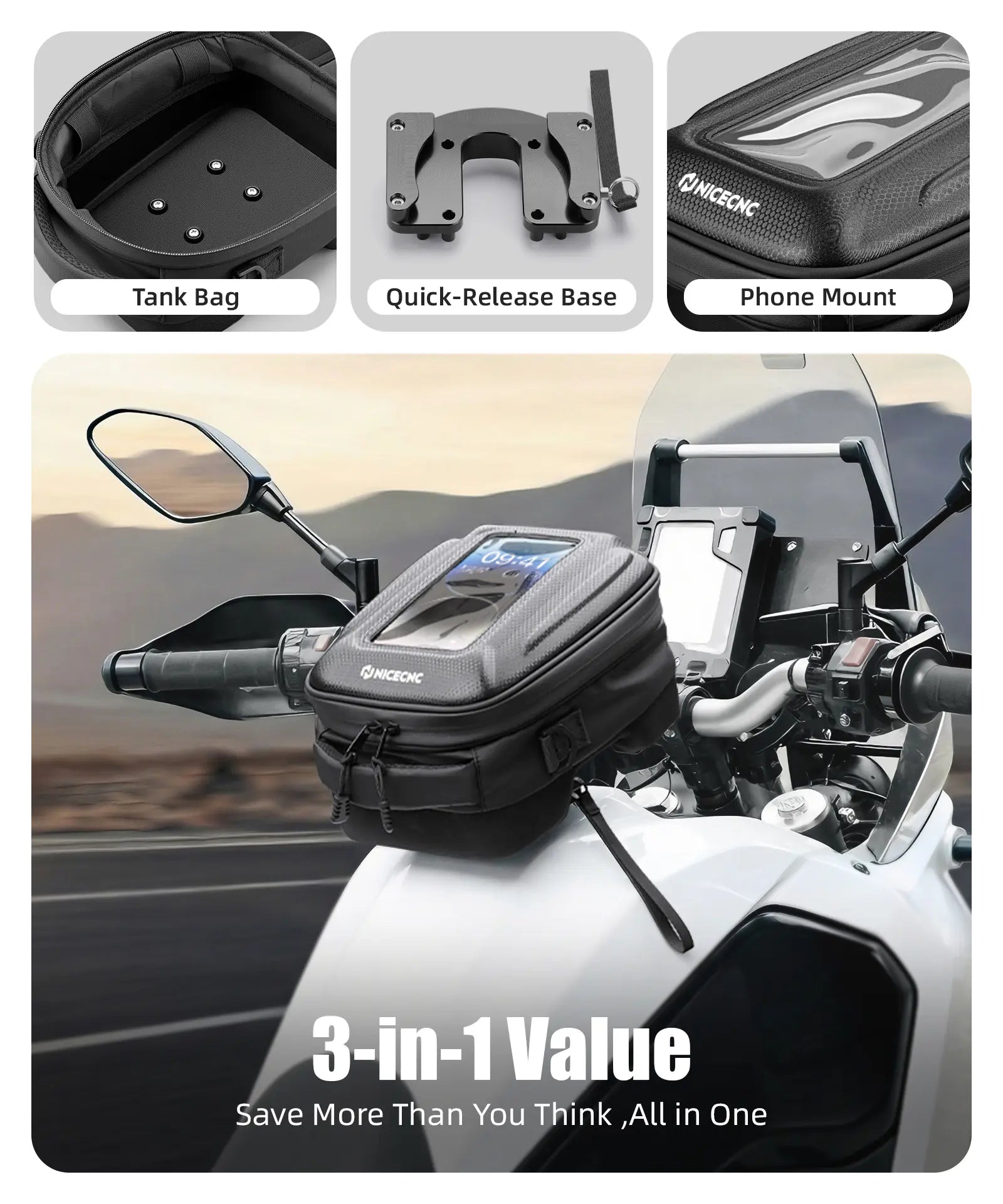 Quick-Release Tank Bag Push-Pull Lock System For Yamaha Tenere 700 2019-2024