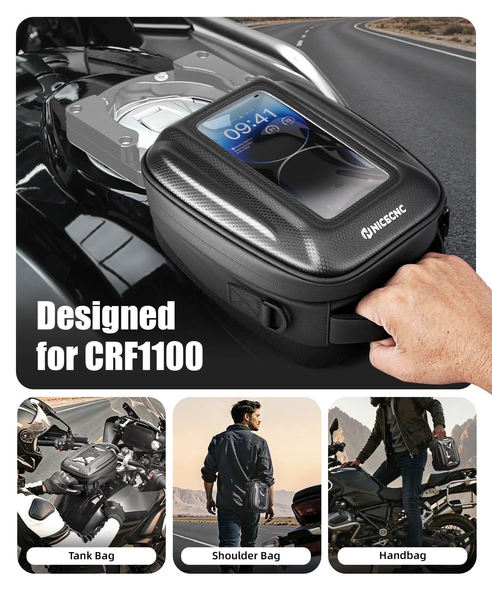 Quick-Release Tank Bag For Honda Africa Twin CRF 1100L Push-Pull Lock System