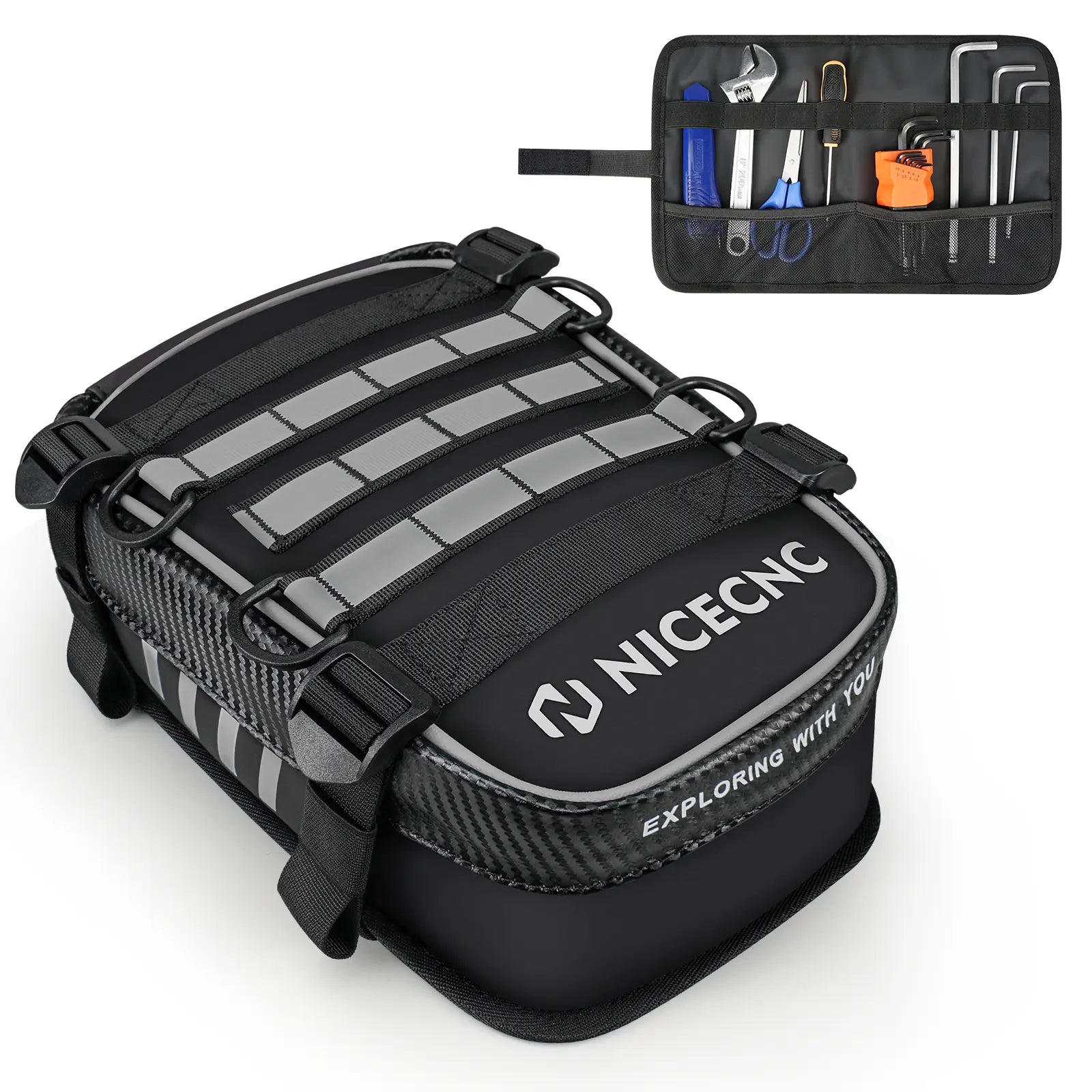 Universal Motorcycle Rear Fender Bag with Tool Roll Bag For Dirt Bike Adventure Off-road Riding