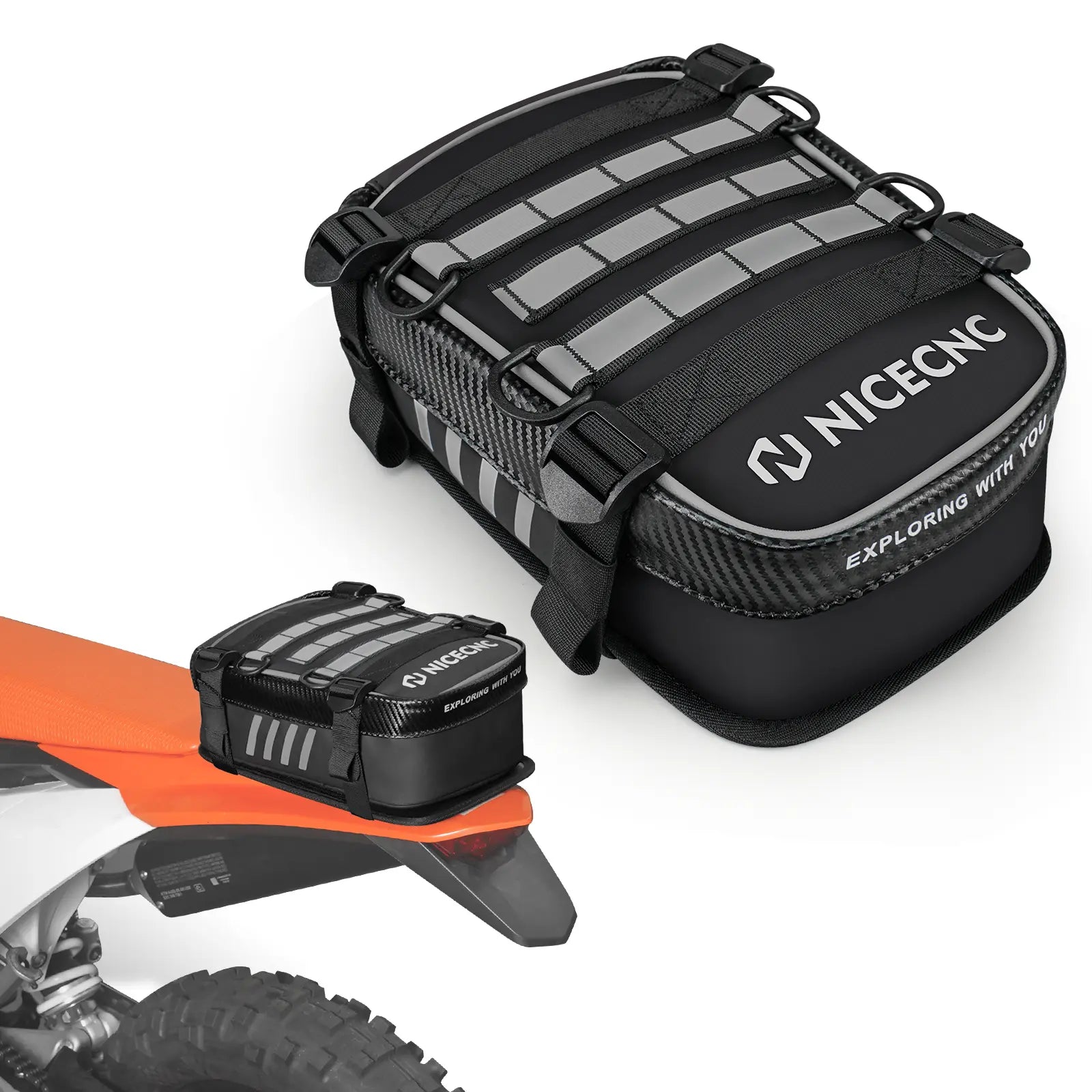 Universal Motorcycle Rear Fender Bag with Tool Roll Bag For Dirt Bike Adventure Off-road Riding
