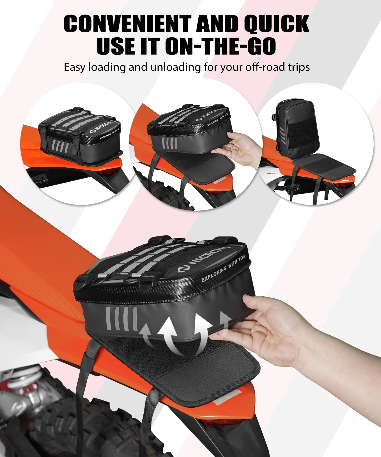 Universal Motorcycle Rear Fender Bag with Tool Roll Bag For Dirt Bike Adventure Off-road Riding