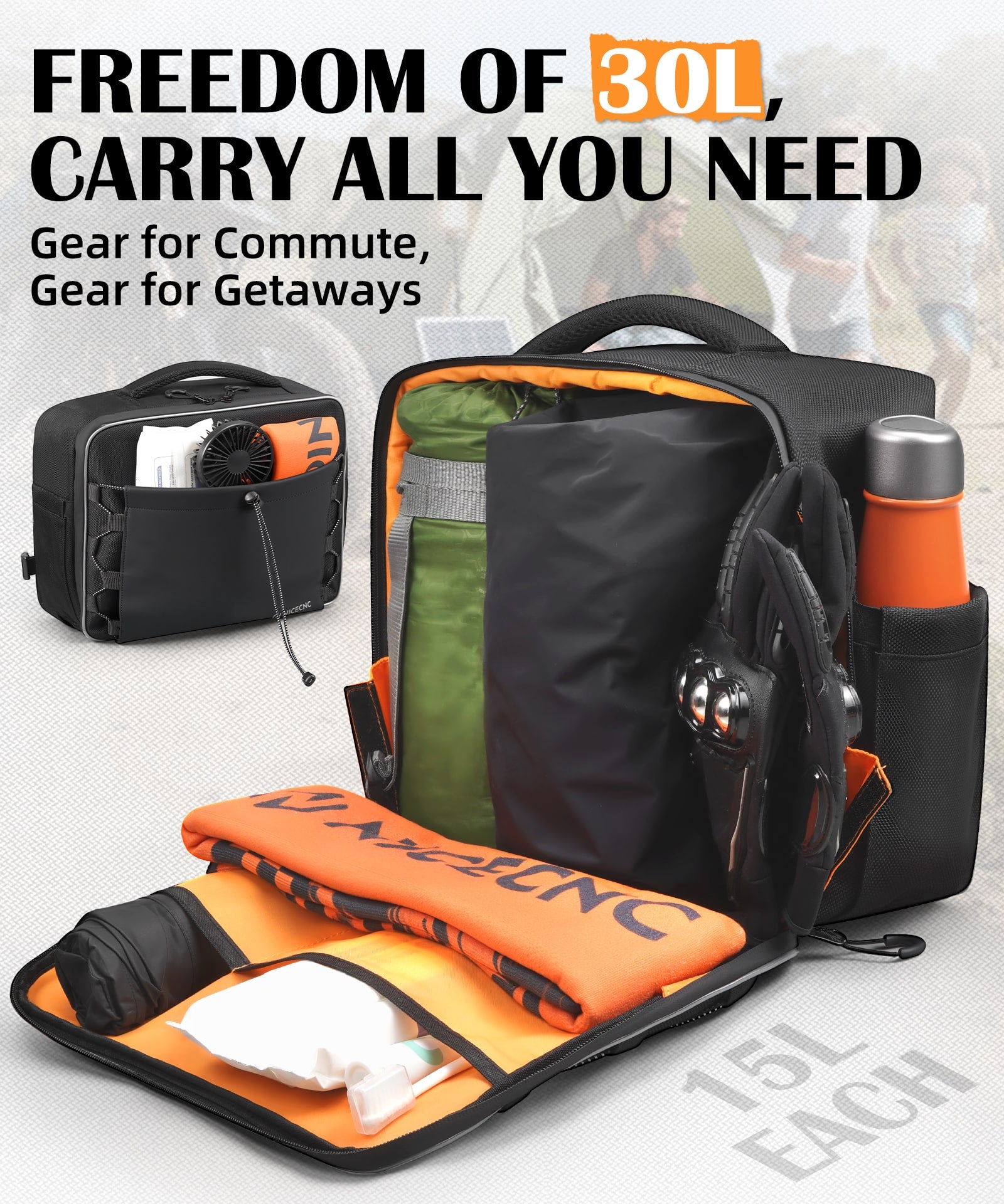 Motorcycle Rear Seat 30L Panniers Side Luggage Throw Over Saddle Bags