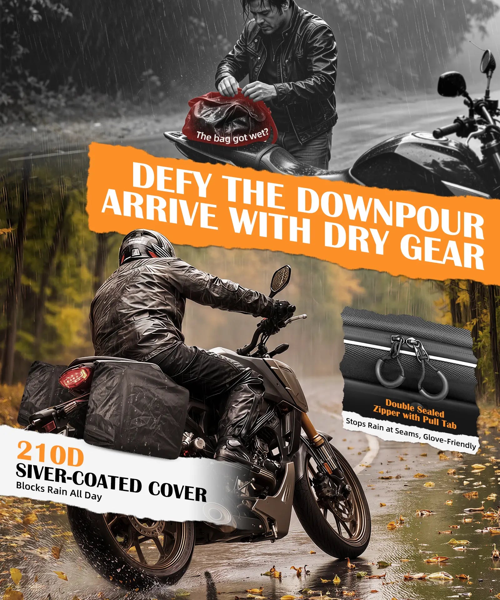 Motorcycle Rear Seat 30L Panniers Side Luggage Throw Over Saddle Bags