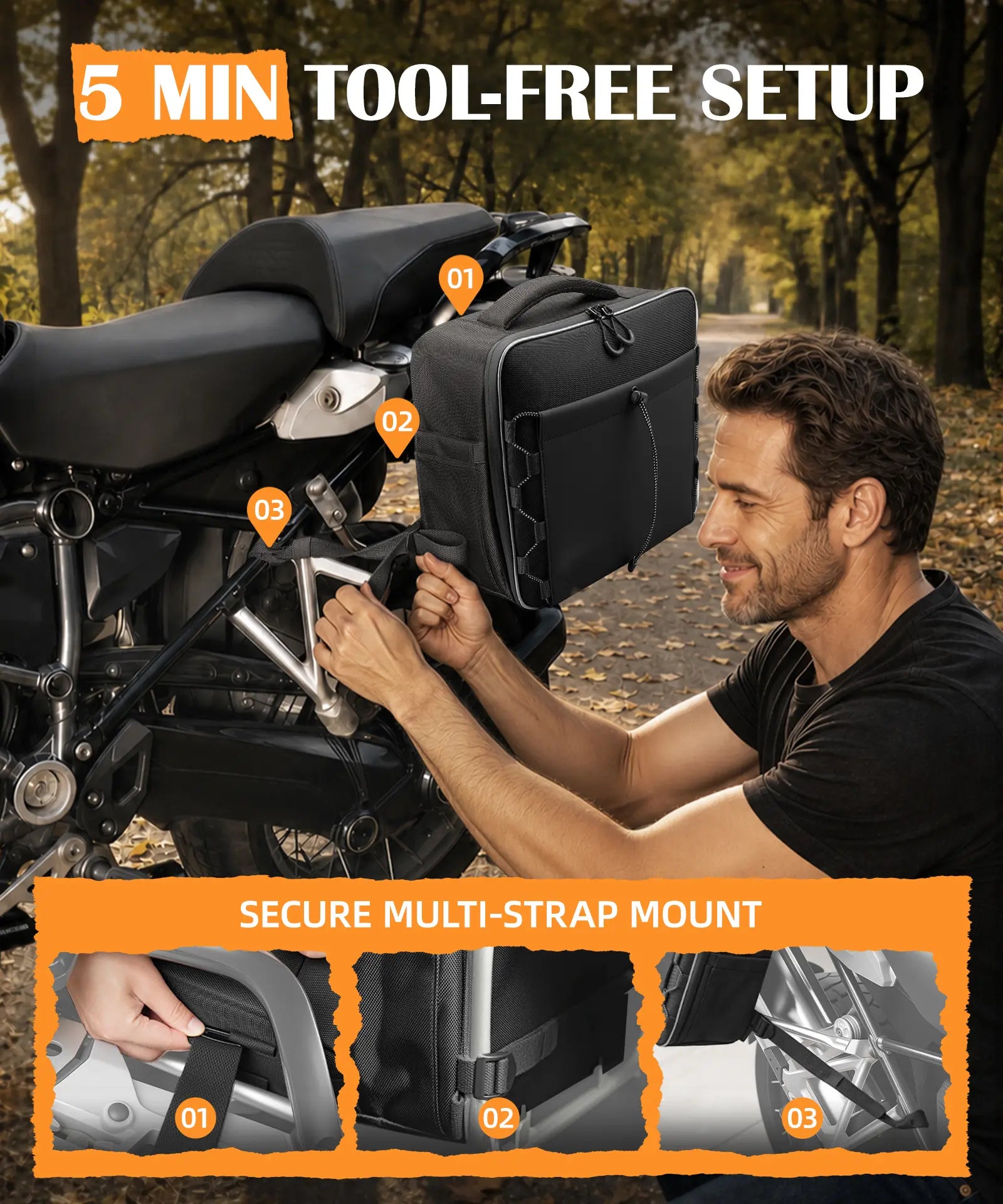 Motorcycle Rear Seat 30L Panniers Side Luggage Throw Over Saddle Bags