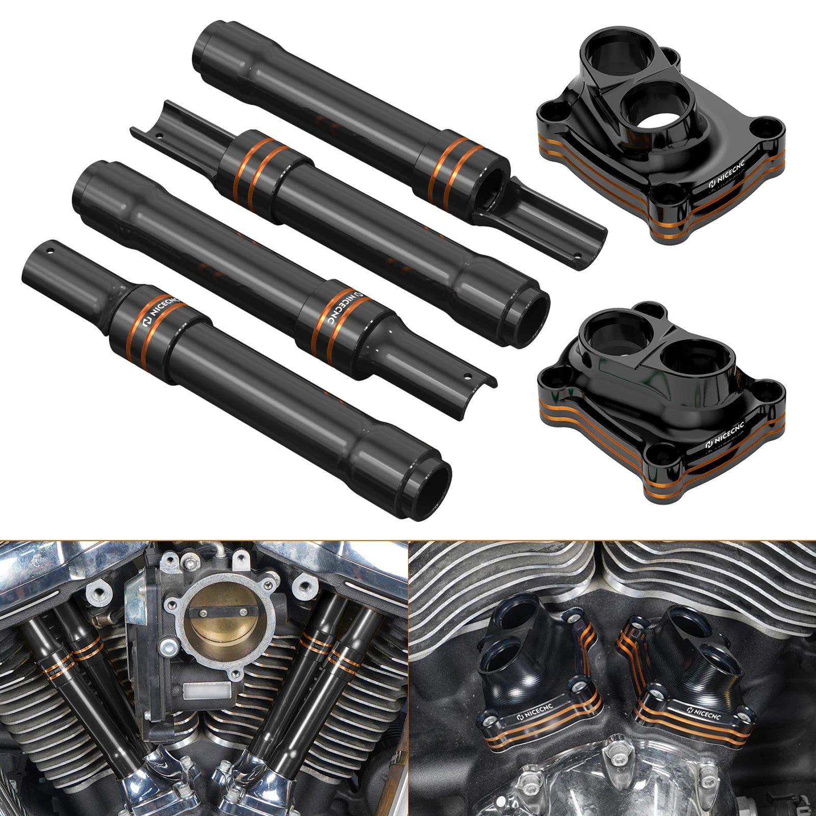 M8 Engine Tappet + Pushrod Tube Covers For Harley Softail Fat Boy Heritage Classic 114