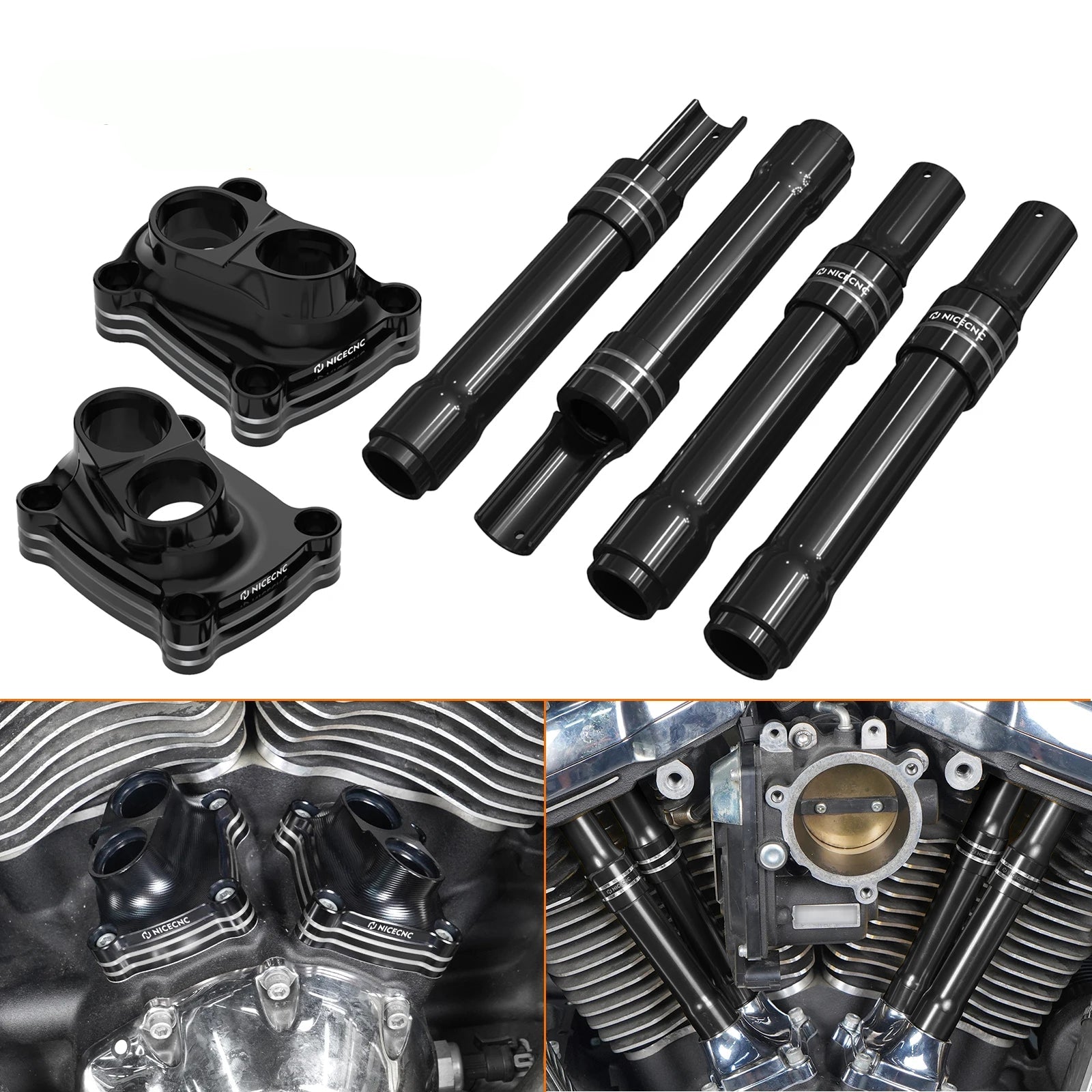 M8 Engine Tappet + Pushrod Tube Covers For Harley Softail Fat Boy Heritage Classic 114