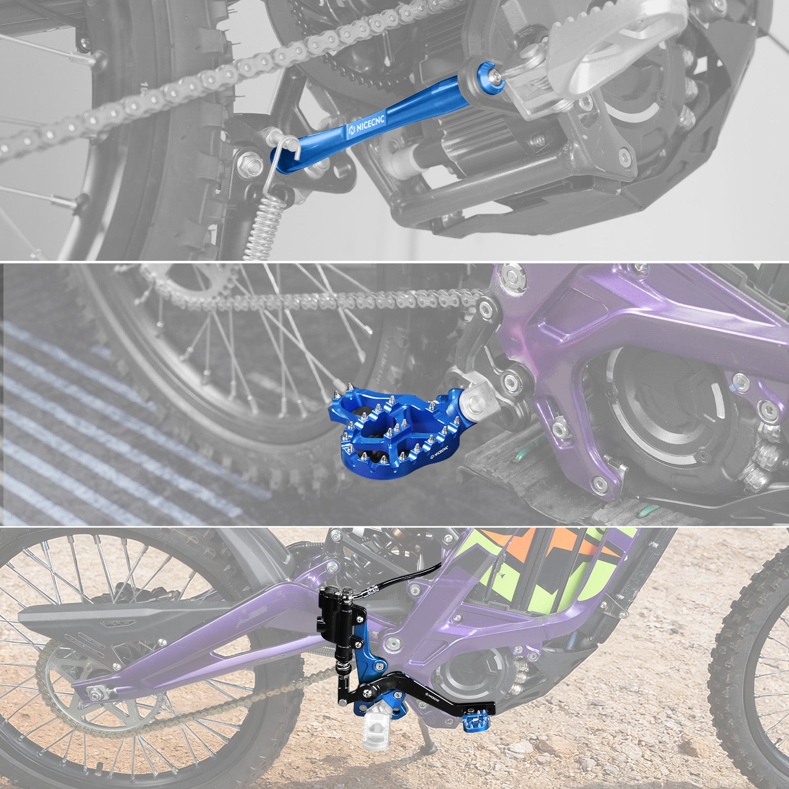 Hydraulic Rear Foot Brake + Extender Footrest + Support Brace For Surron Light Bee X S