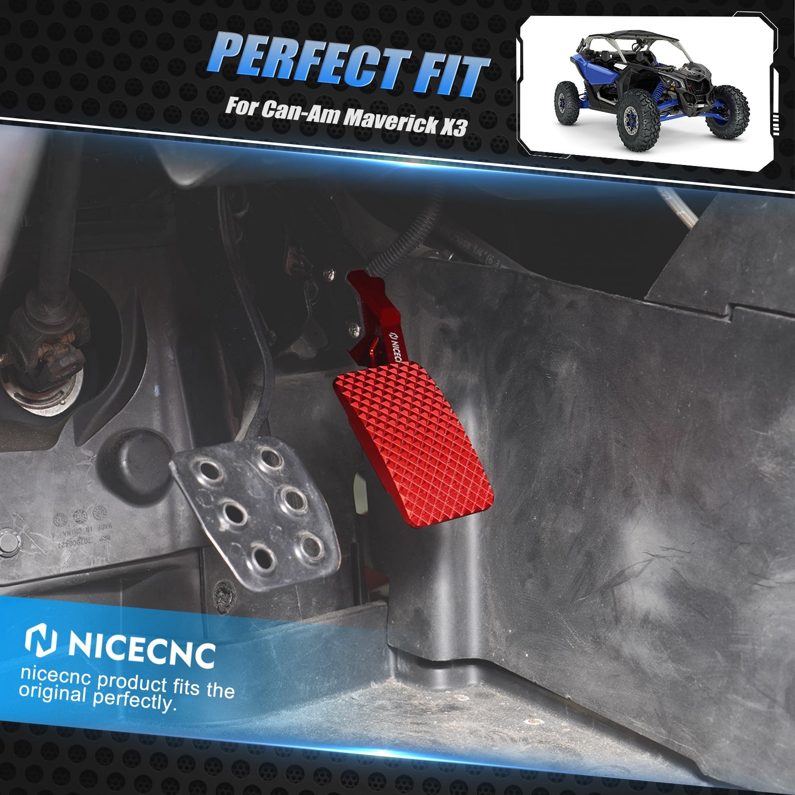 UTV Brake + Gas Pedal Extender Extension Kit For Can-Am X3 2017-2023