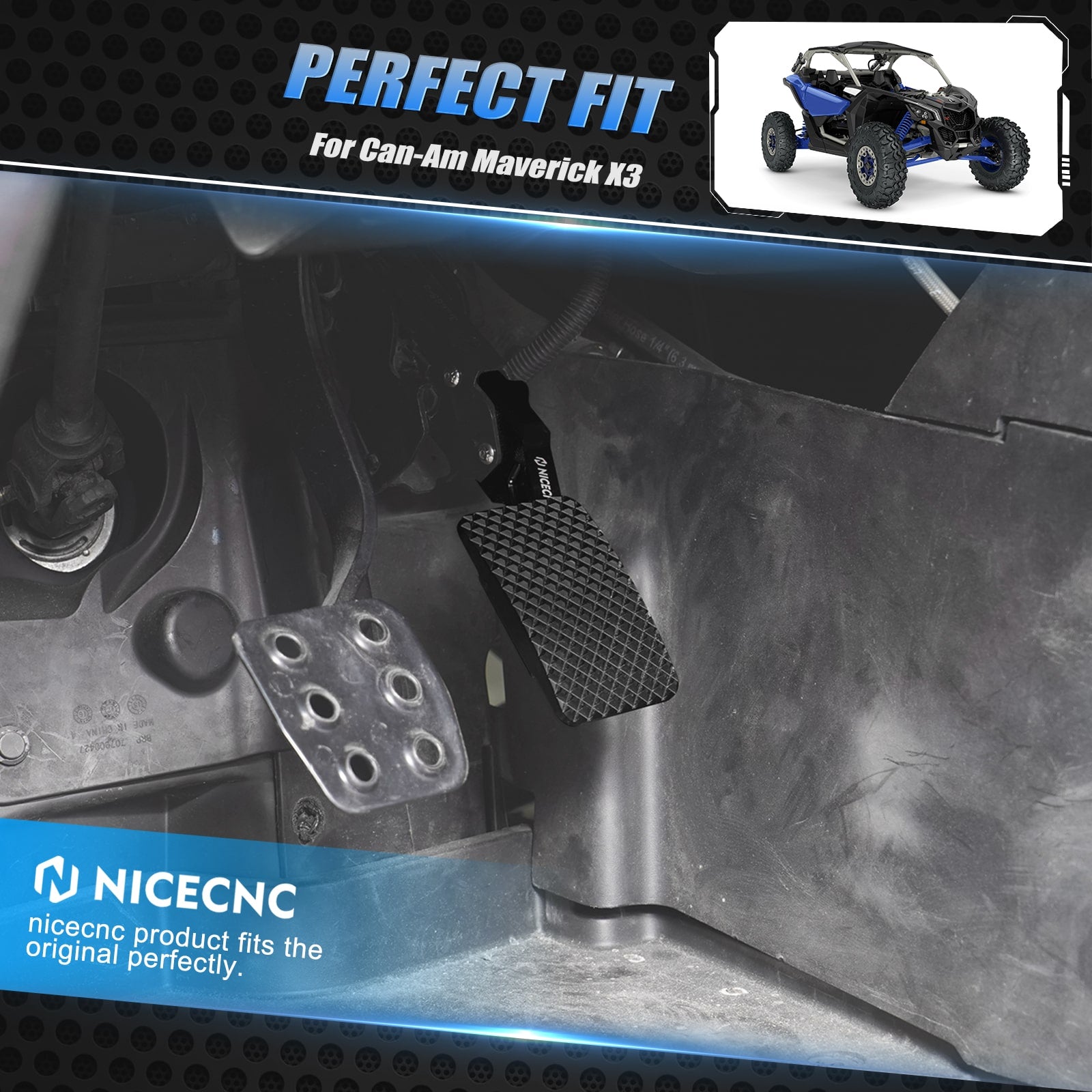 UTV Brake + Gas Pedal Extender Extension Kit For Can-Am X3 2017-2023