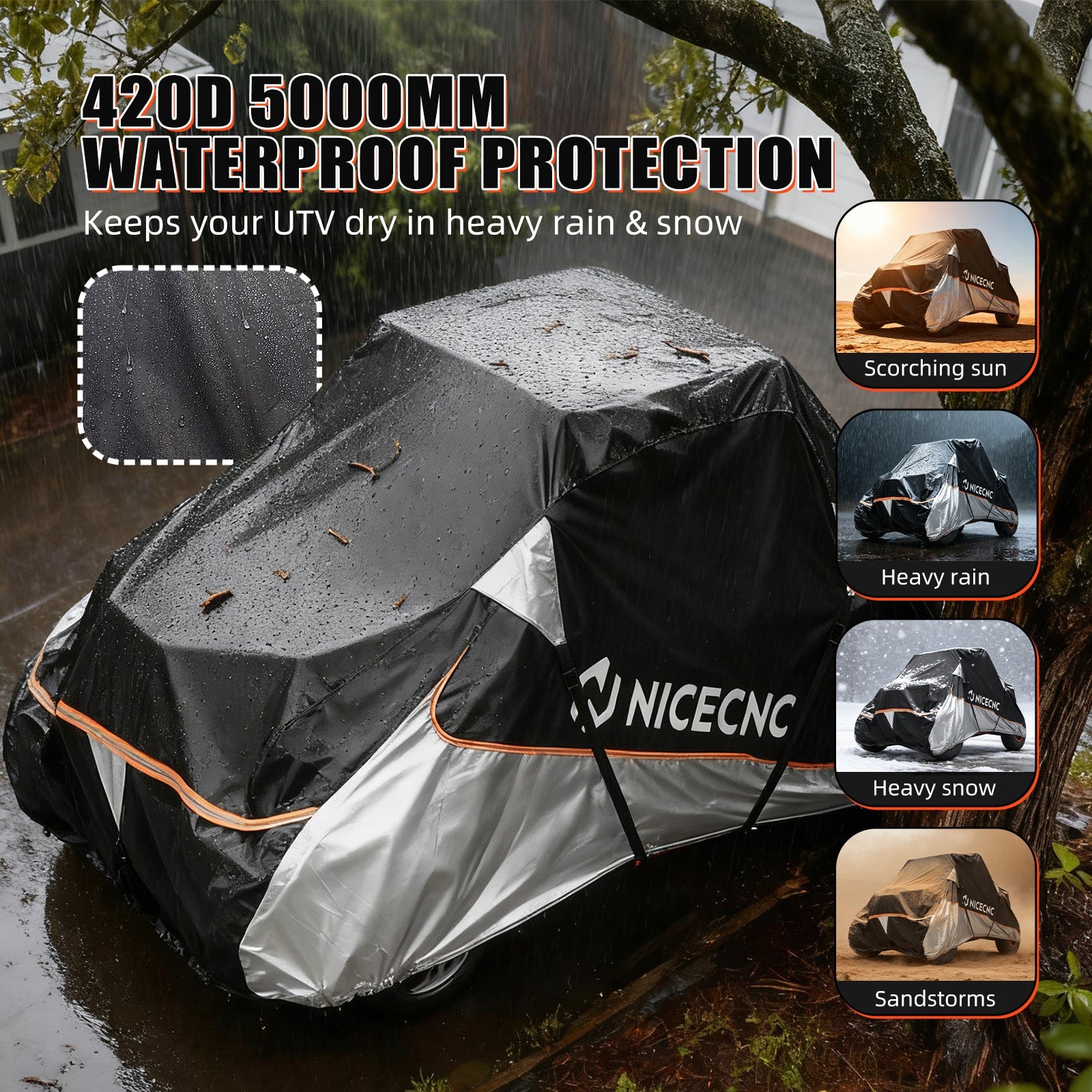Heavy Duty UTV Cover Dust Cloth w/PU Coating For Can-Am Maverick X3 Commander 1000