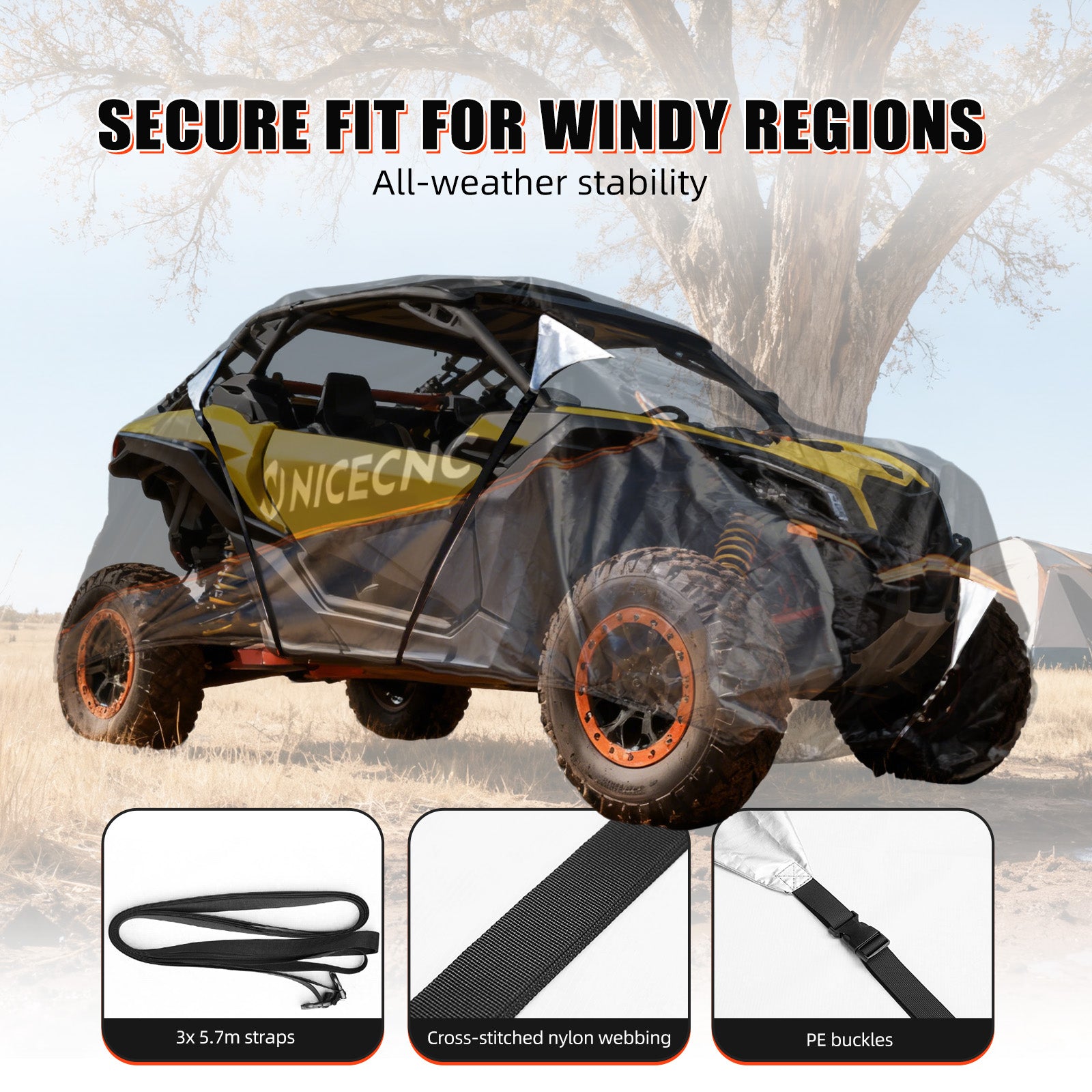 Heavy Duty UTV Cover Dust Cloth w/PU Coating For Can-Am Maverick X3 Commander 1000