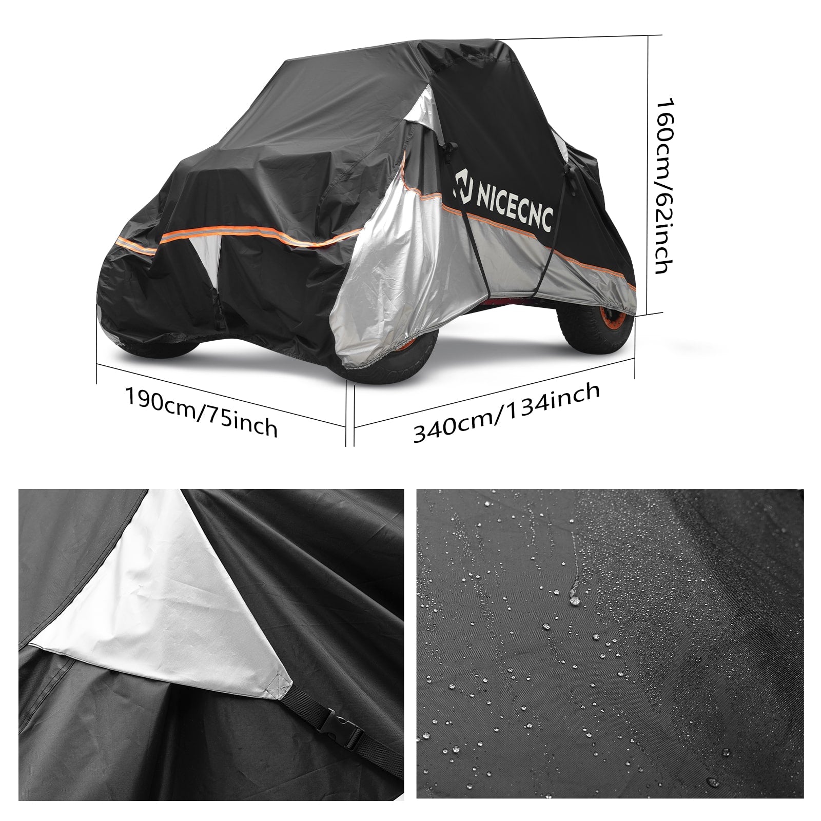 Heavy Duty UTV Storage Cover w/PU Coating 133"x75"x62" For Yamaha YXZ1000R