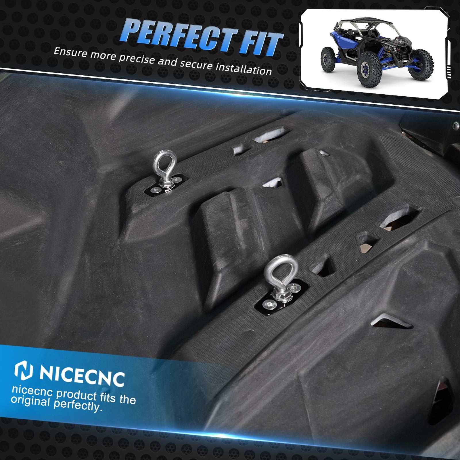 UTV Lock Tie Down LinQ Anchors Cargo Hook Mount Kit For Can Am Maverick X3
