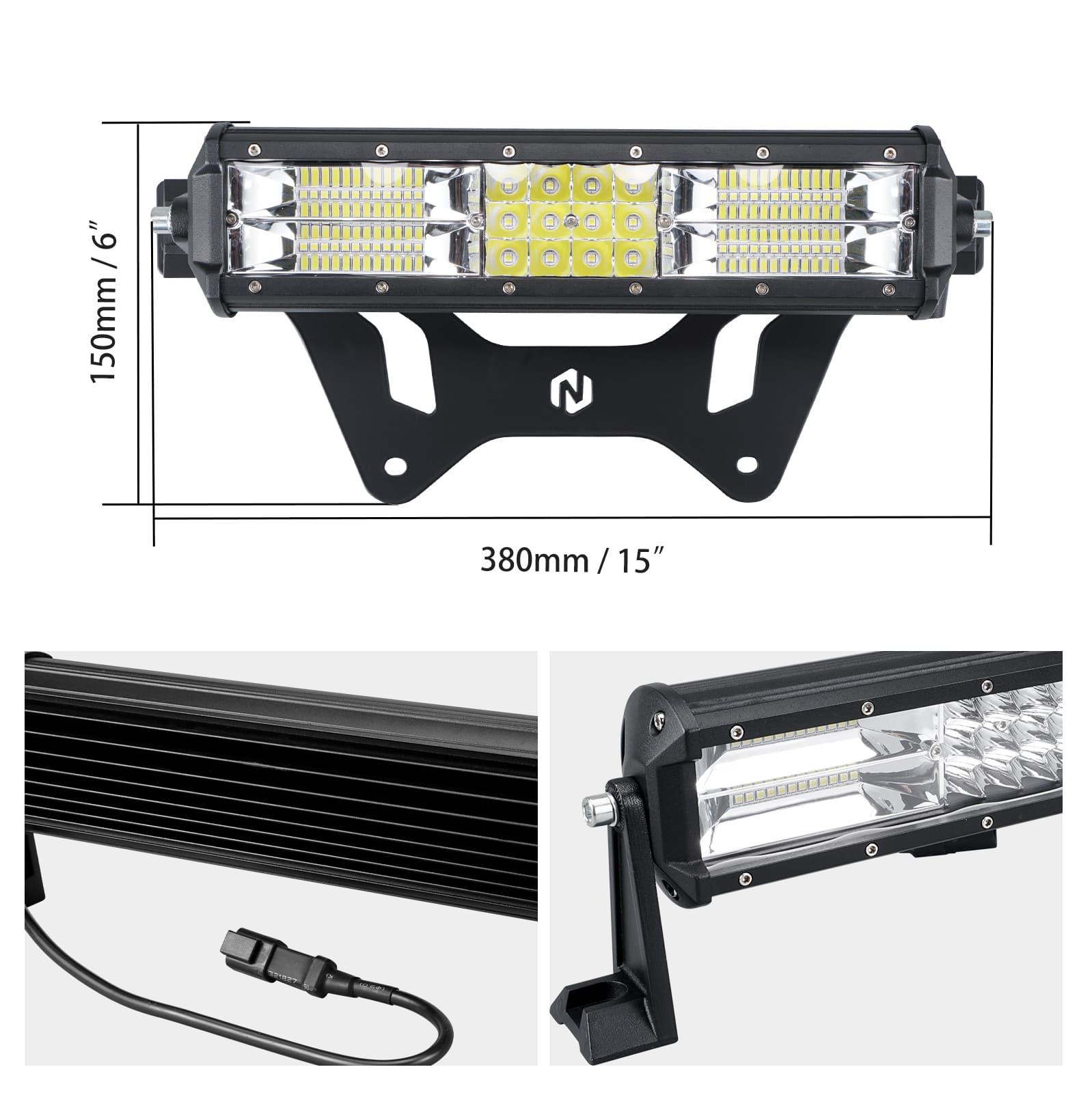 UTV 40W Shock Tower Mount LED Light Bar w/Bracket For Can-Am X3 2017-2023