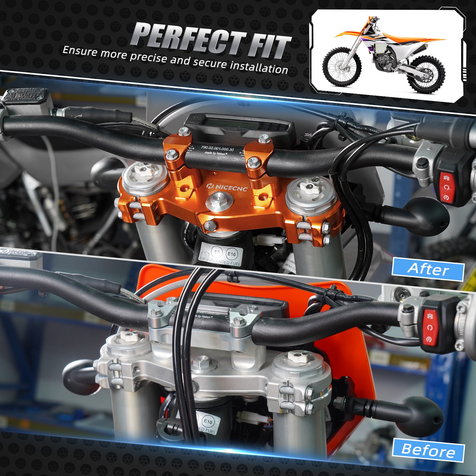 Top Triple Tree Clamp Kit Handlebar Riser For KTM 350 500 EXCF 2024