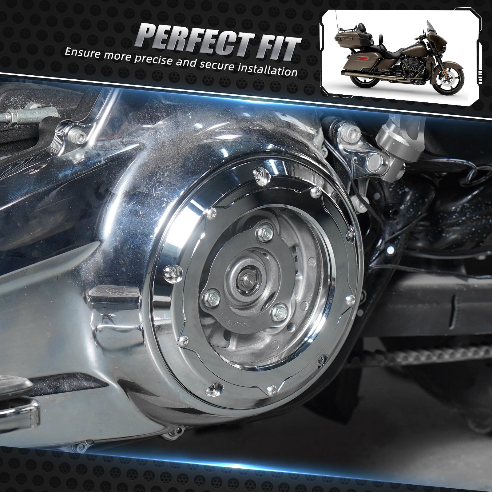 Transparent M8 Primary Derby Clutch Cover For Harley Road King Street Glide Ultra Limited