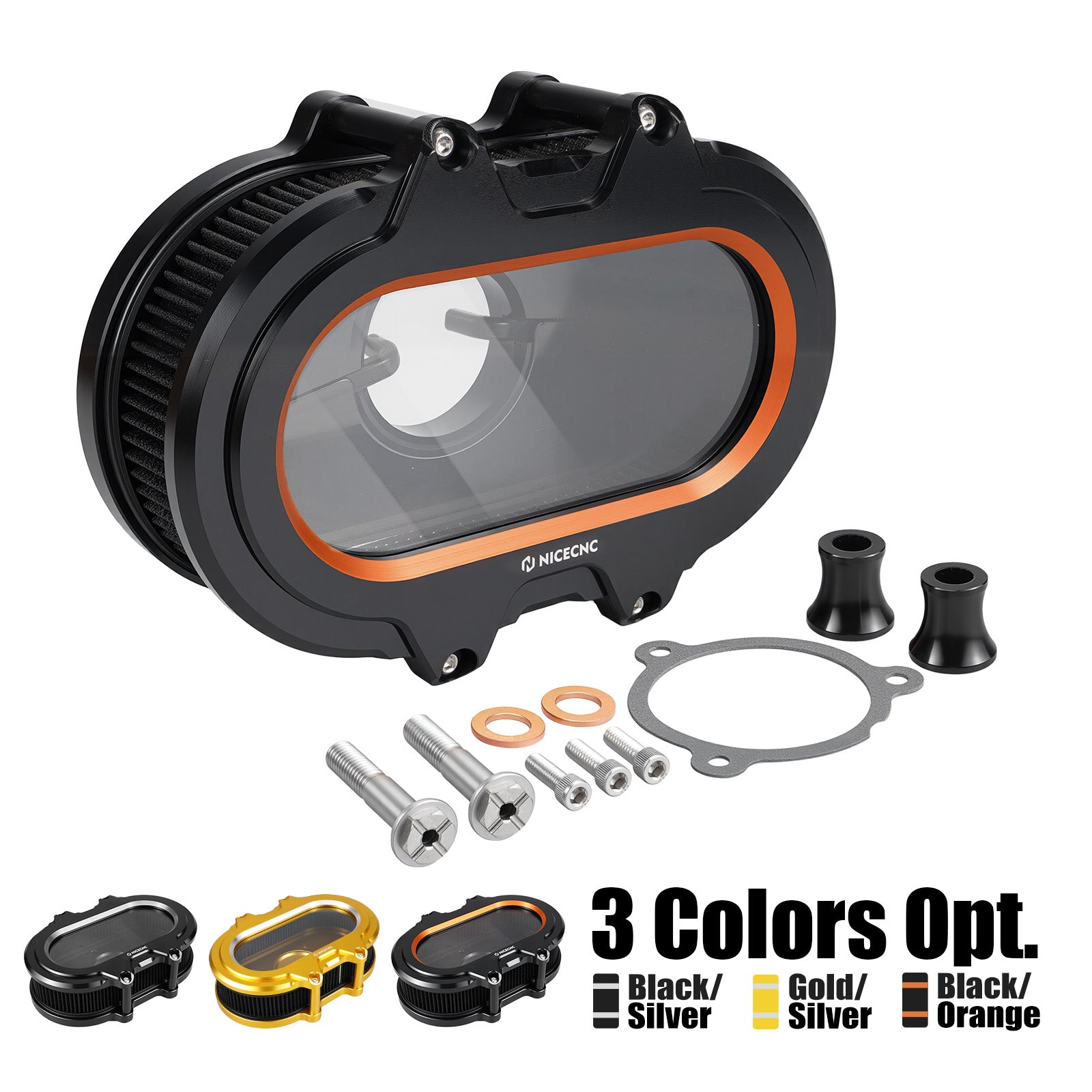 M8 Full Clear Air Cleaner Kit For Harley Softail Standard Slim Fat Boy Street Bob Low Rider