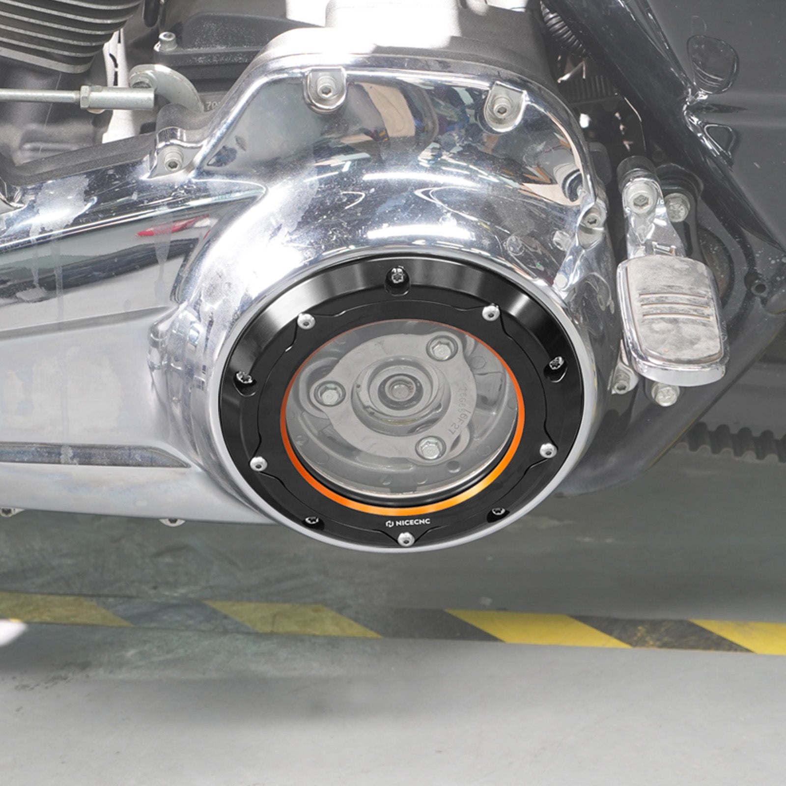Transparent M8 Primary Derby Clutch Cover For Harley Road King Street Glide Ultra Limited