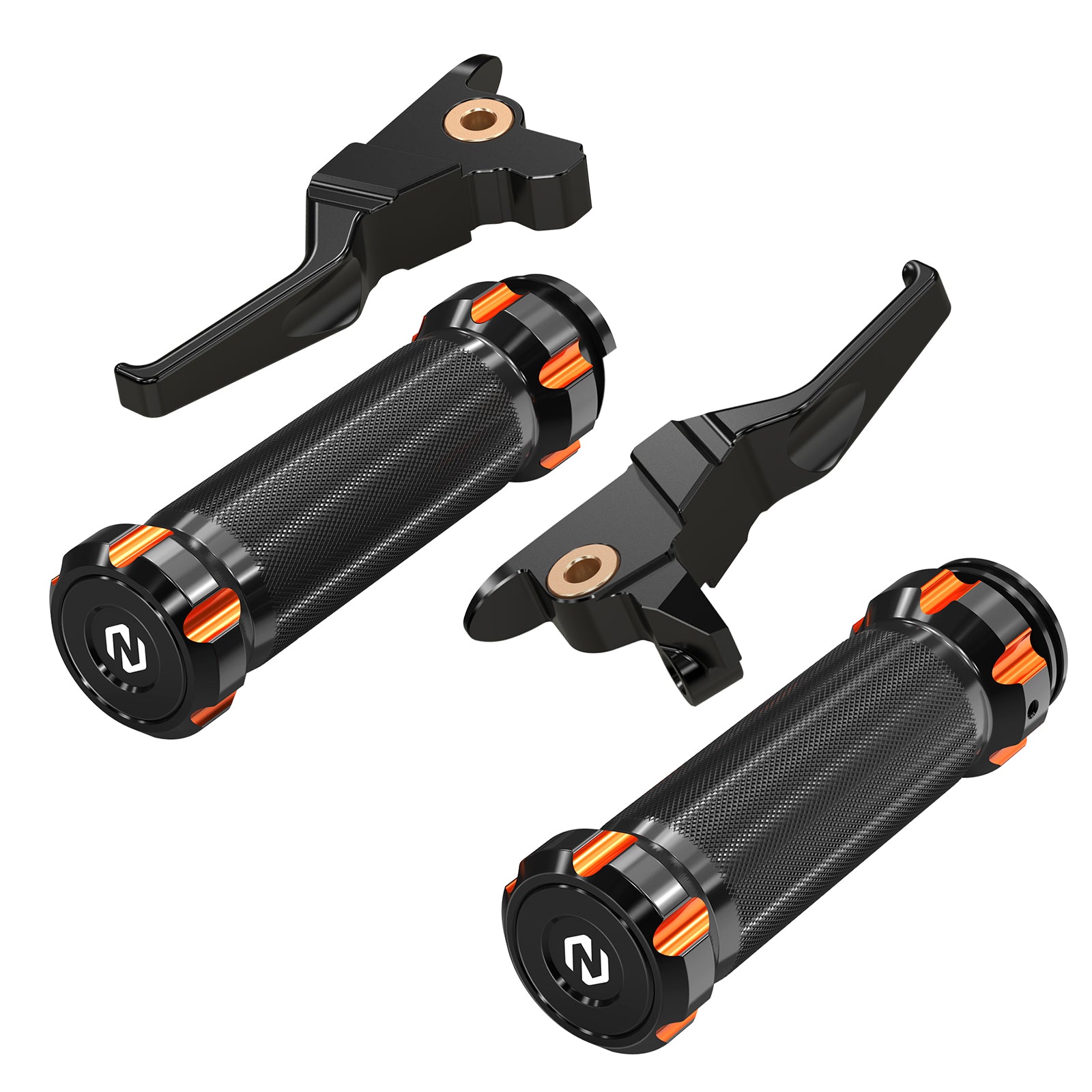 Short Clutch Brake Lever + Handlebar Grips For Harley Road King Electra Street Glide