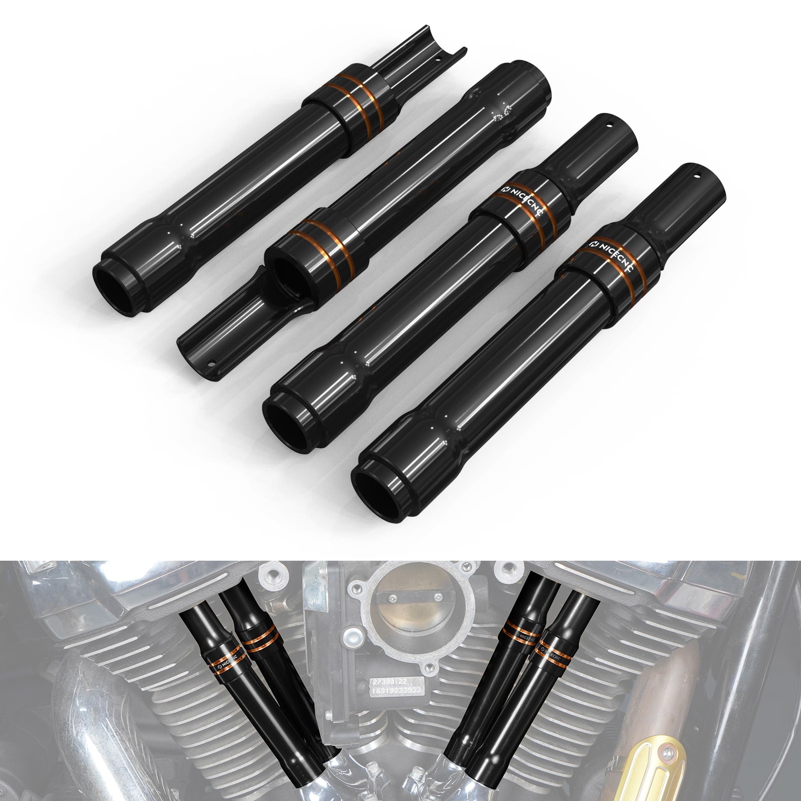 Pushrod Tube Cover Kit For Harley Softial Deluxe Fat Boy Heritage Classic 107 114