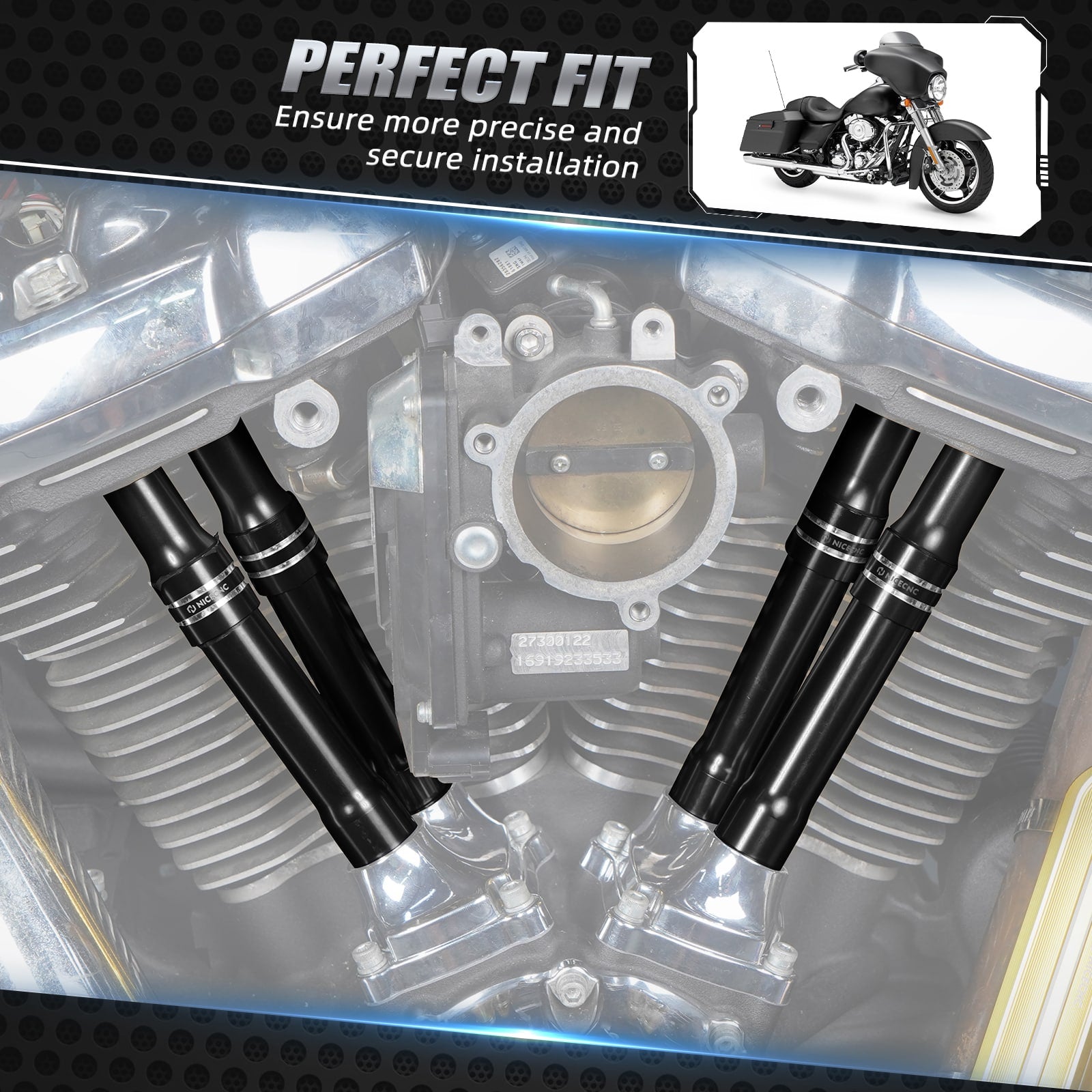 M8 Engine Tappet + Pushrod Tube Covers For Harley Softail Fat Boy Heritage Classic 114
