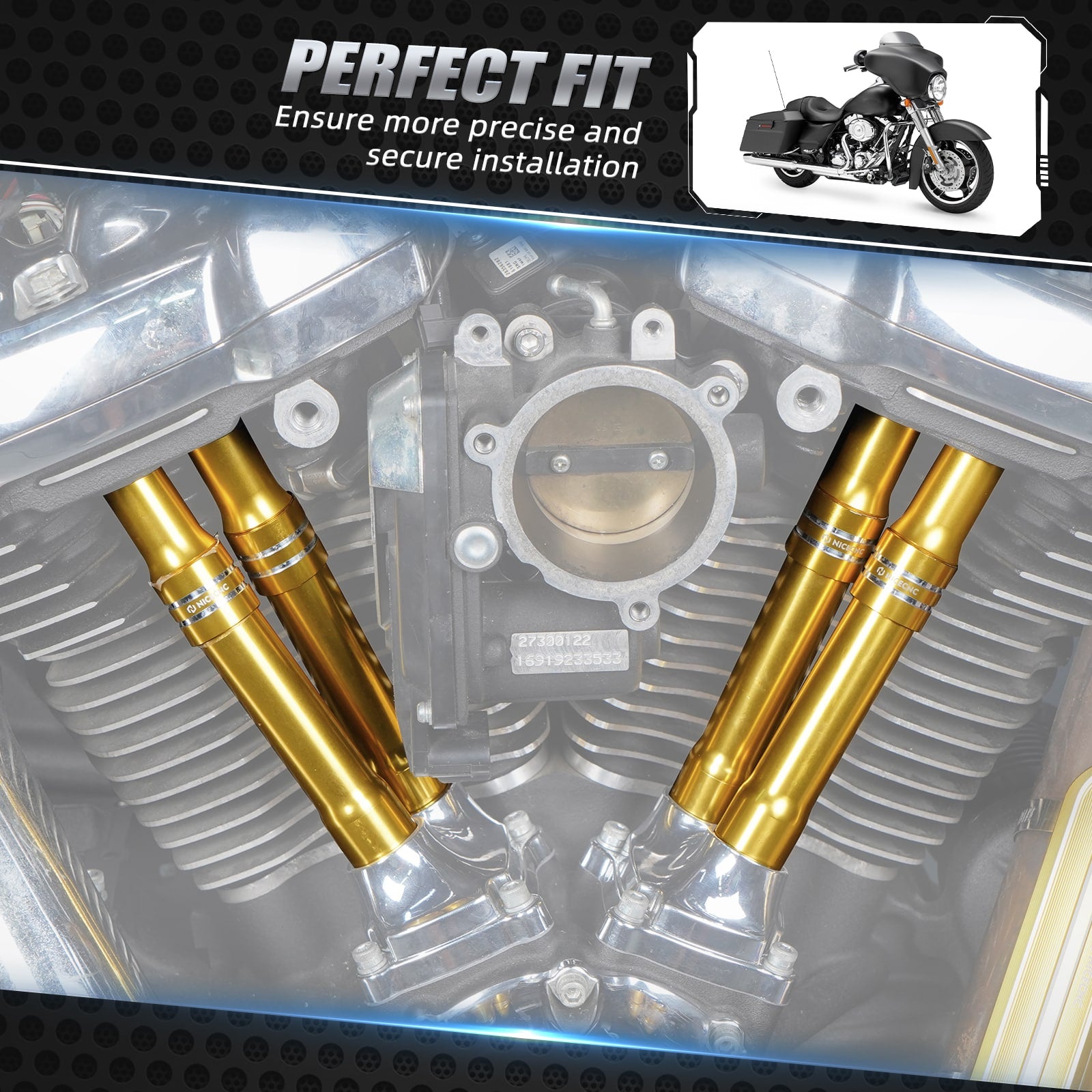 M8 Engine Tappet + Pushrod Tube Covers For Harley Softail Fat Boy Heritage Classic 114