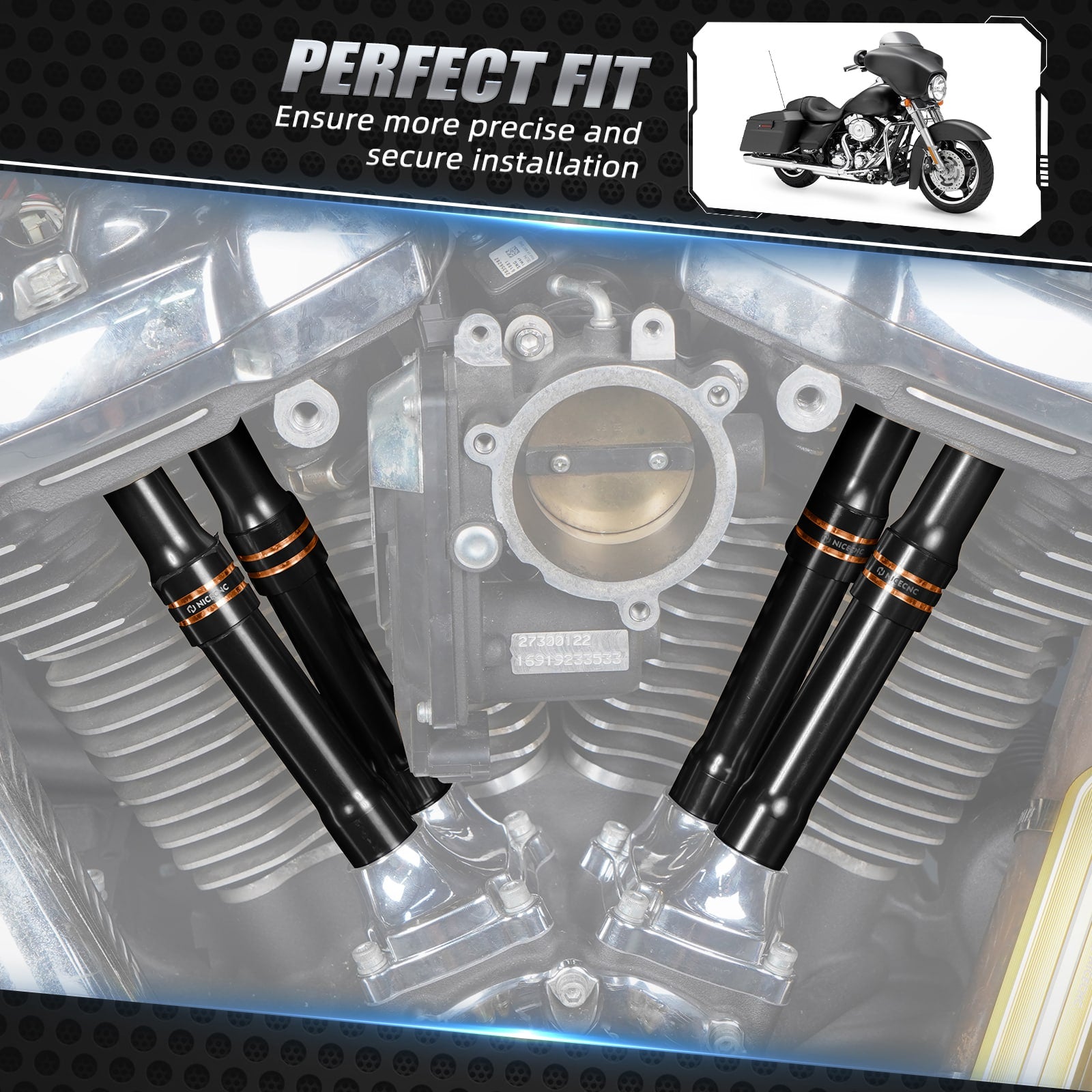 M8 Engine Tappet + Pushrod Tube Covers For Harley Softail Fat Boy Heritage Classic 114