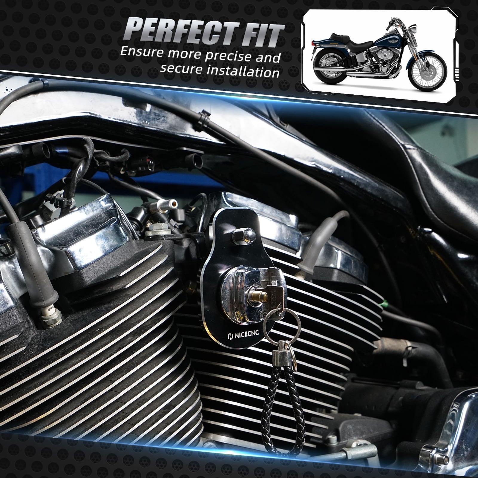 Ignition Key Switch Relocation Mount Bracket For Harley Road King Street Glide Ultra Limited