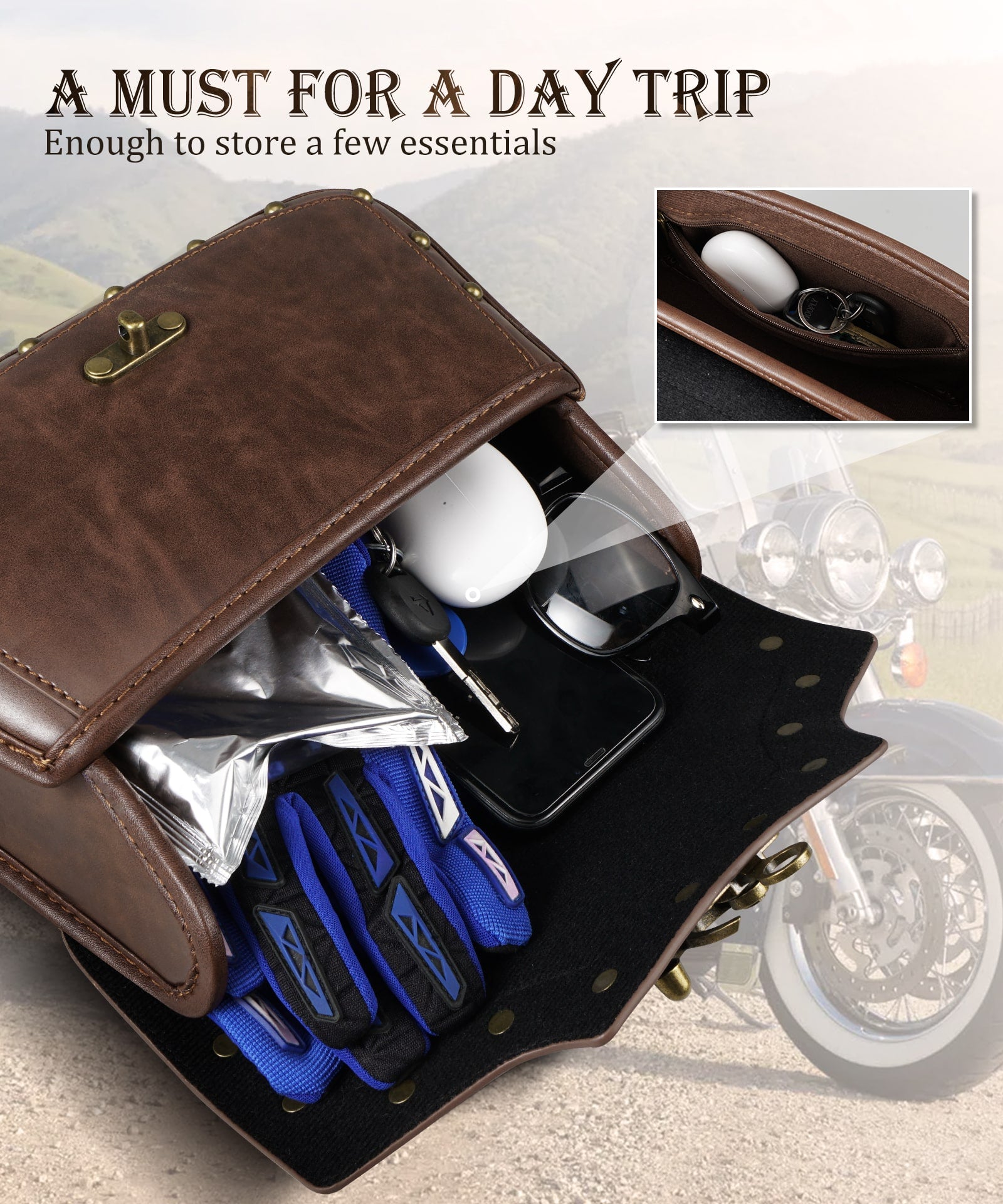 Motorcycle Windshield Bag Vintage Crocodile Texture PU Leather For Harley Davidson Road King 1995-2024 Softail