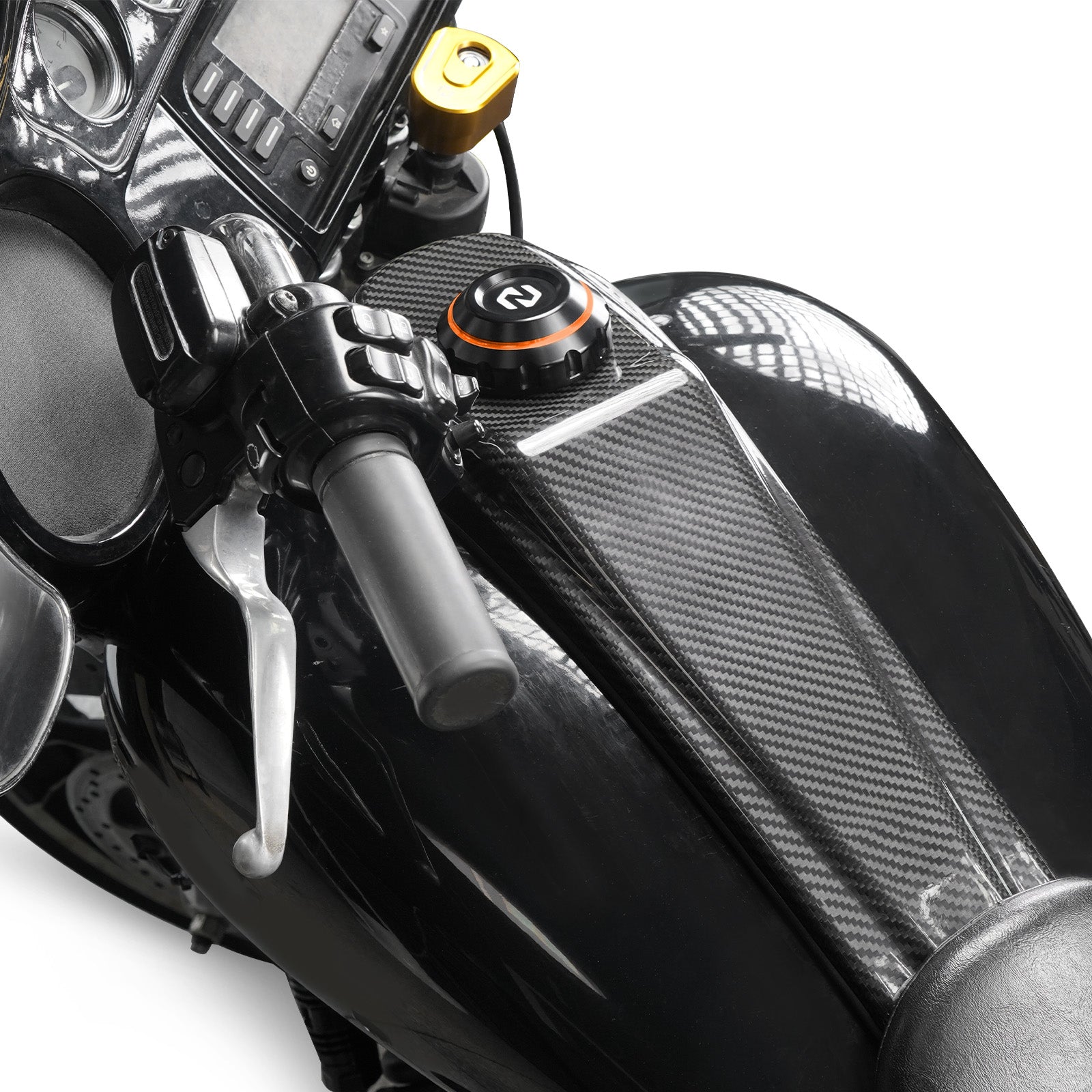 Fuel Gas Tank Cap w/Carbon Fiber Dash Insert Panel For Harley Electra Road Street Glide