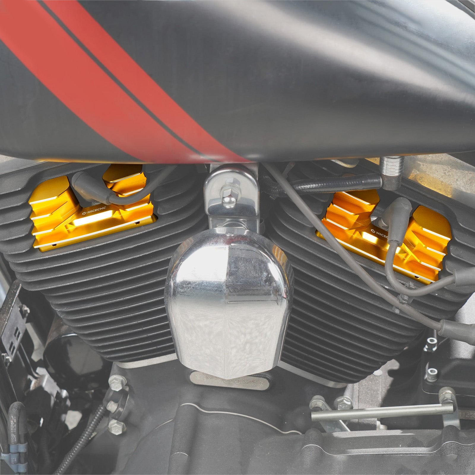 Finned Spark Plug Head Bolt Covers For Harley Twin Cam Dyna Low Rider Street Fat Bob