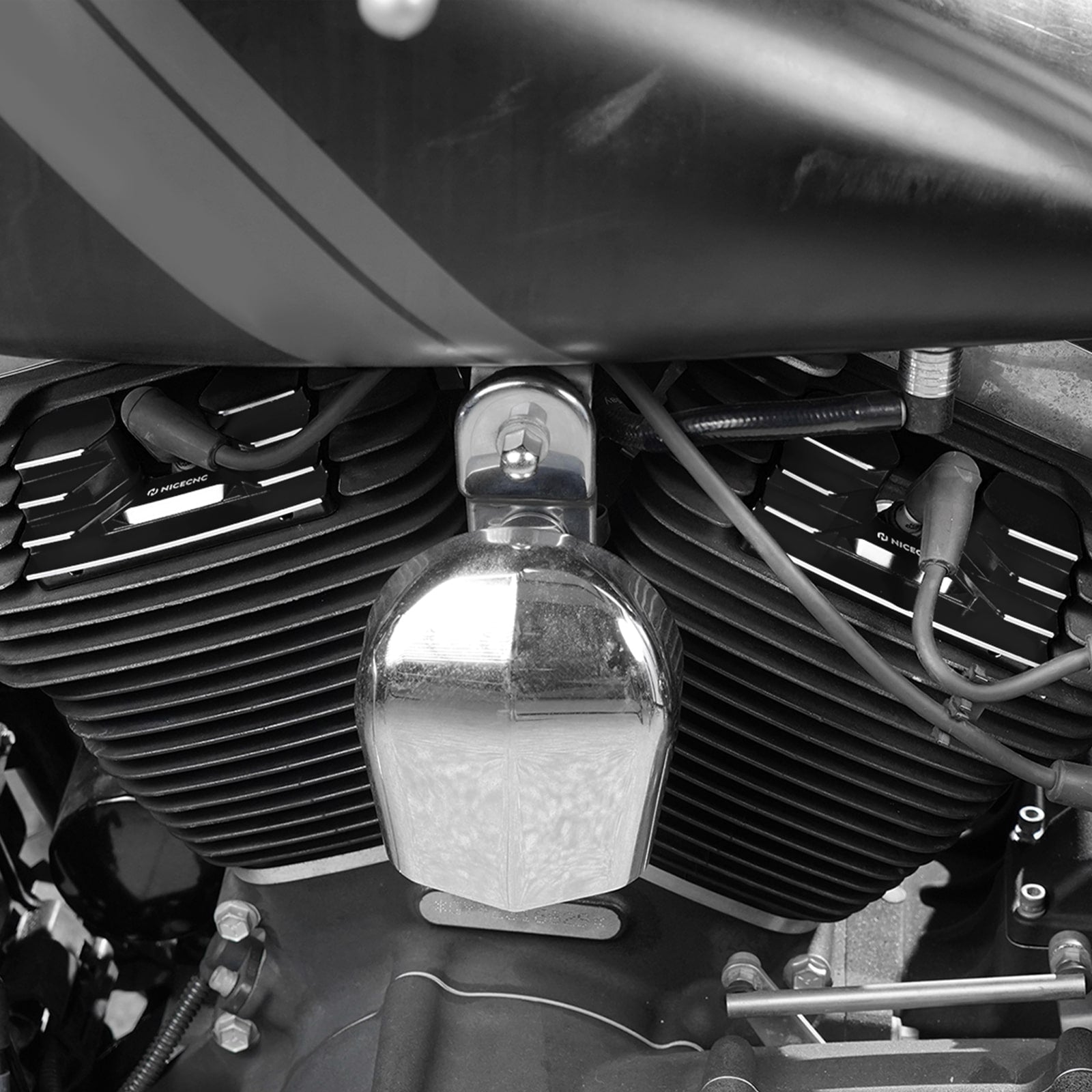 Finned Spark Plug Head Bolt Covers For Harley Twin Cam Dyna Low Rider Street Fat Bob