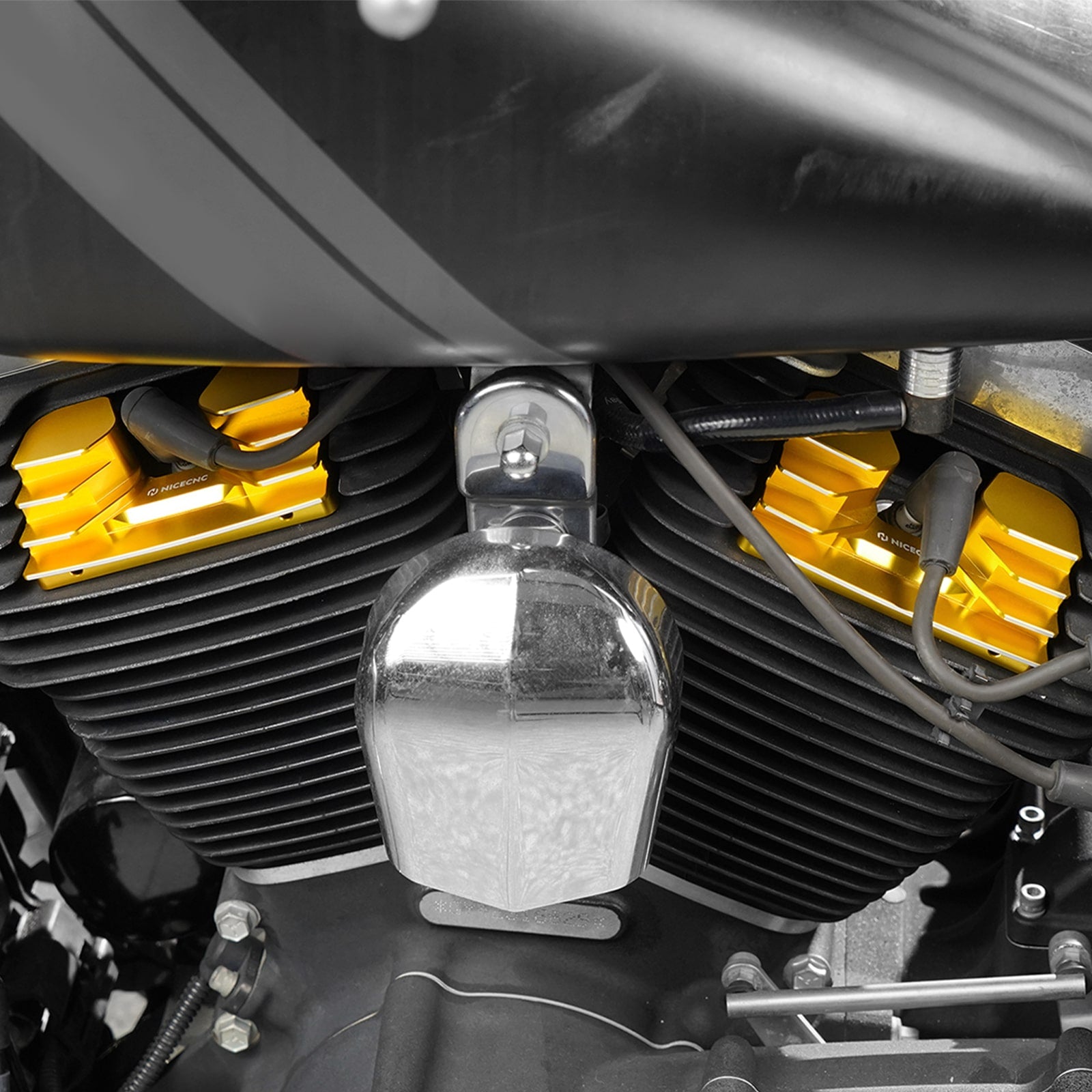 Finned Spark Plug Head Bolt Covers For Harley Twin Cam Dyna Low Rider Street Fat Bob