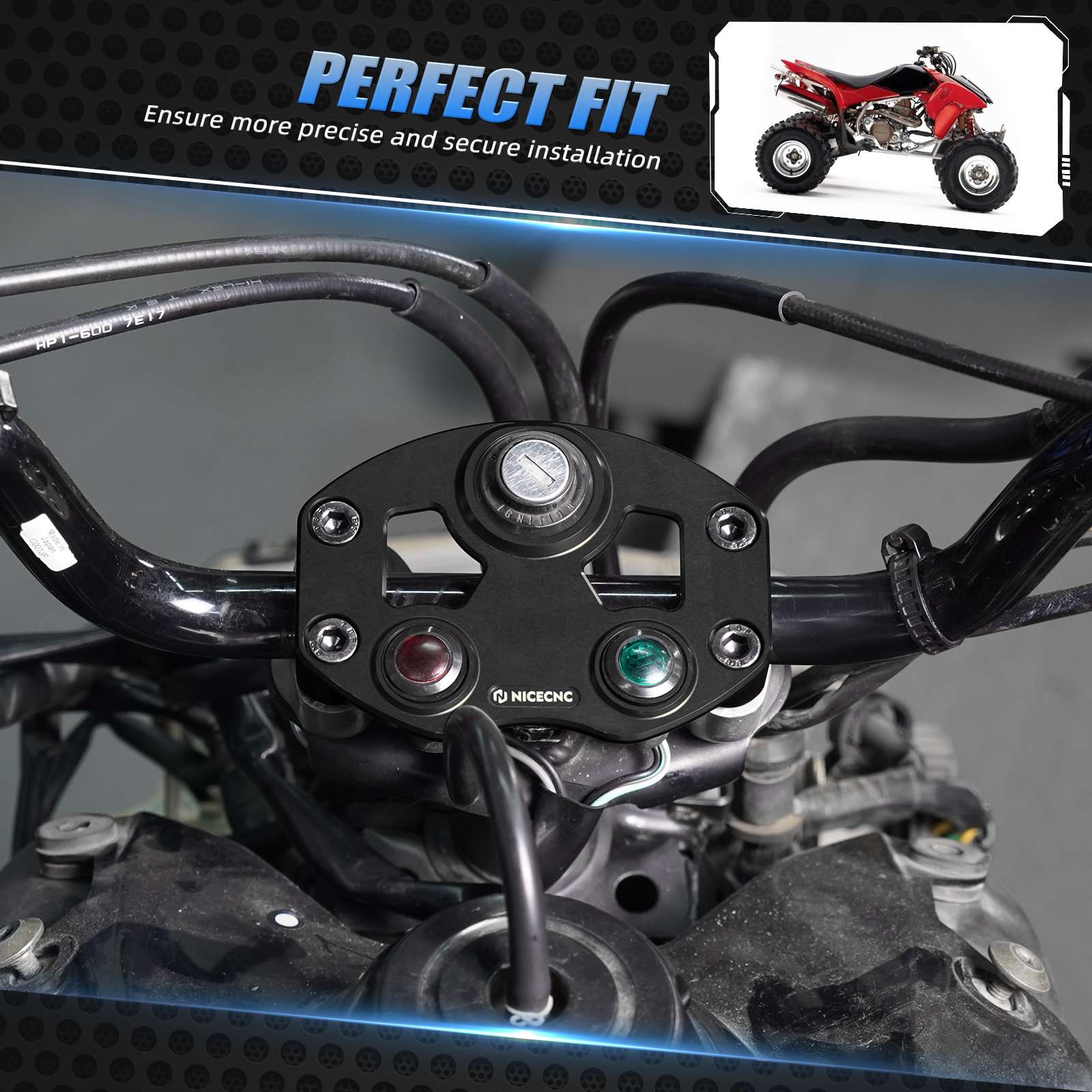 Throttle Guard + Key Switch Indicator Light Handlebar Mount For Honda TRX 450 R / ER