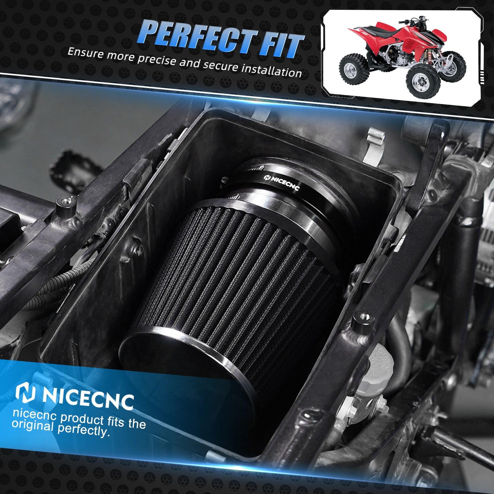 High-Flow Air Filter Intake Cleaner w/Adapter Kit For Honda TRX450 R / ER