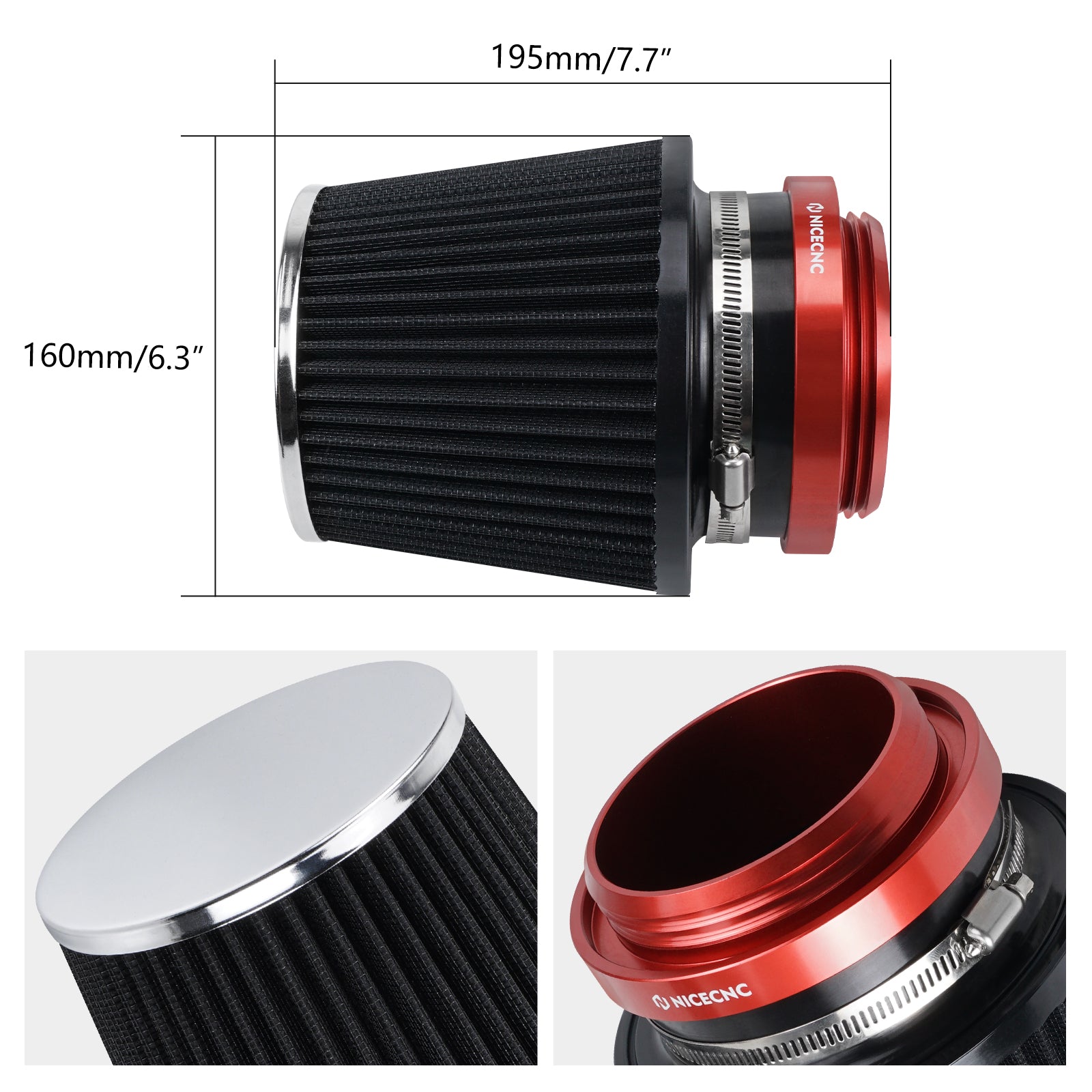 High-Flow Air Filter Intake Cleaner w/Adapter Kit For Honda TRX450 R / ER