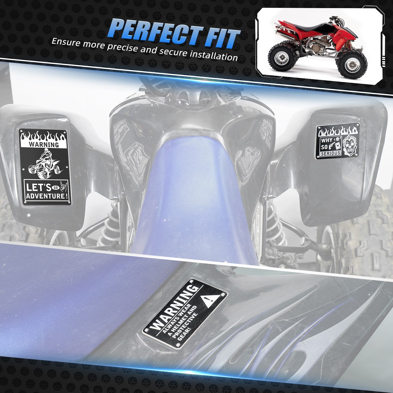 ATV Fender Warning Tags Sticker Badges Plates For Honda TRX450R TRX450ER