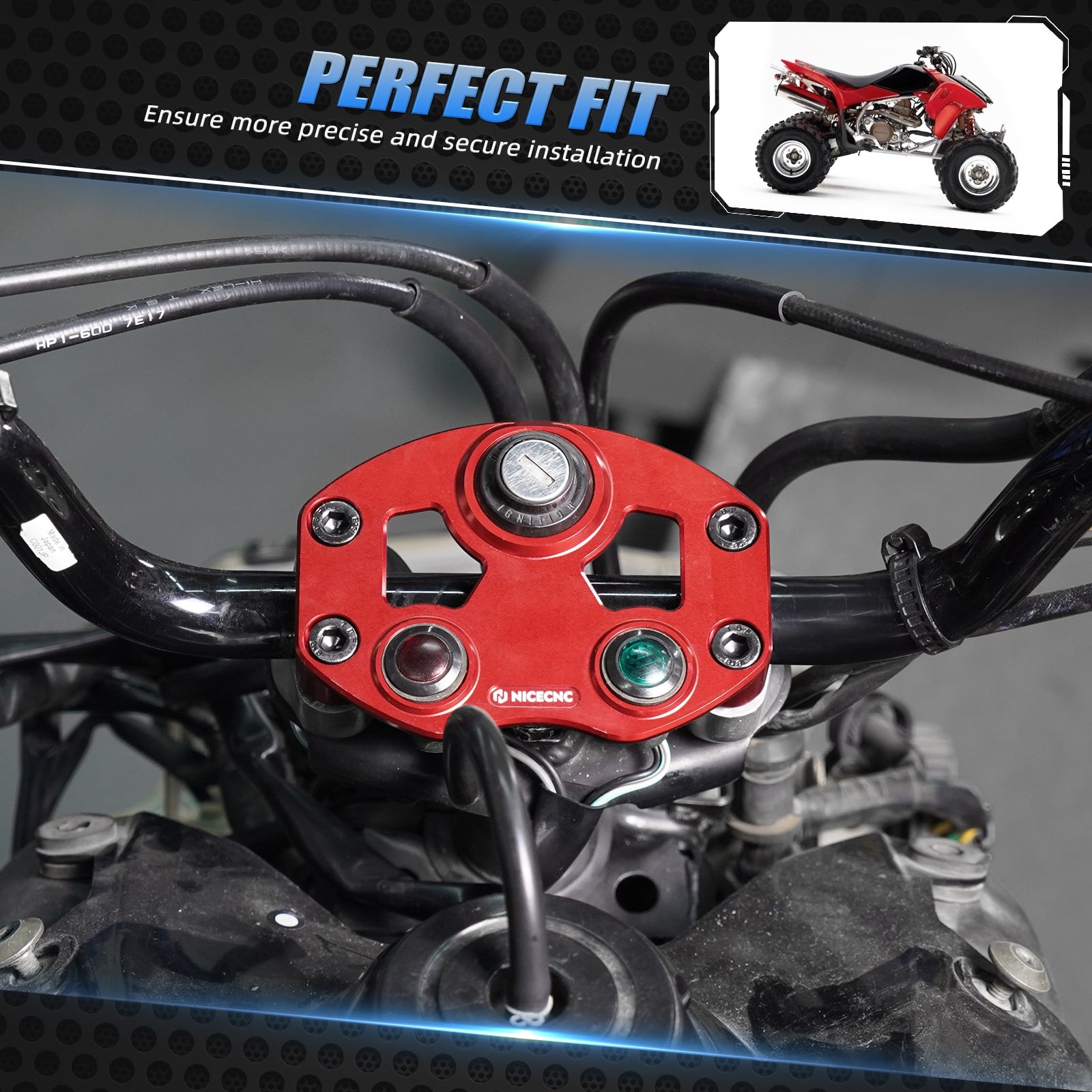 ATV Key Switch Indicator Light Handlebar Mount For Honda TRX450R TRX450ER