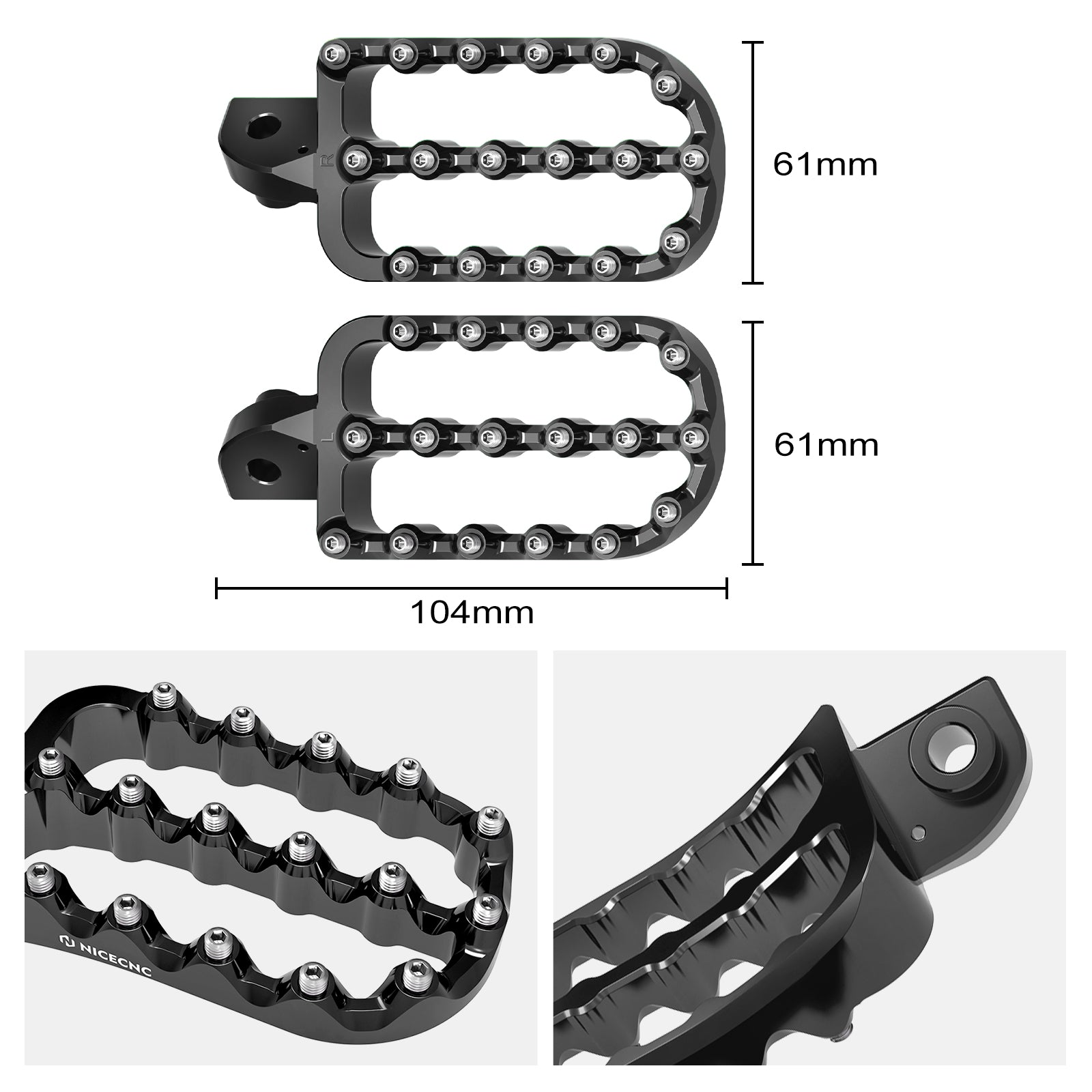 Enlargerd Wide Footpegs Pedals + Lowered Brackets For Kawasaki KLR650 1987-2018