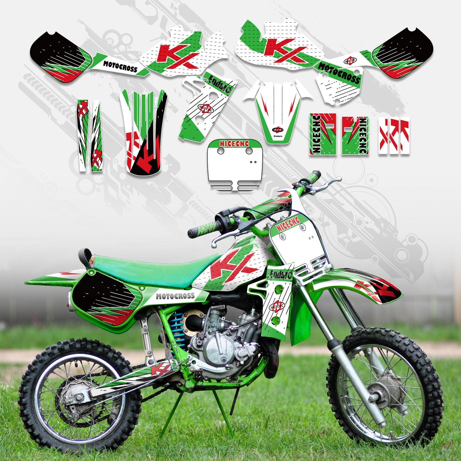 Motorcycle Full Graphics Decals Stickers Kit For KAWASAKI KX60 1985-2004