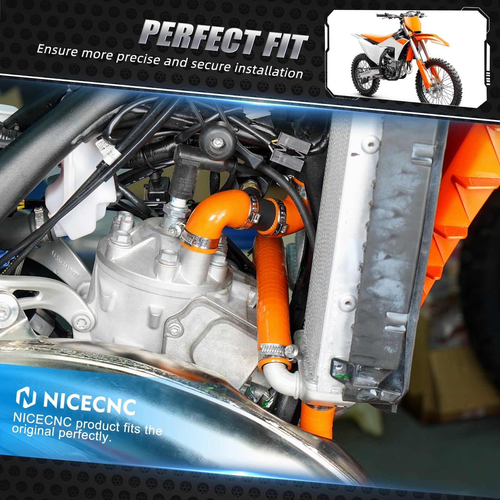 Silicone Radiator Coolant Hose Clamps Kit For KTM Husqvarna GasGas 250-300 2023-2024