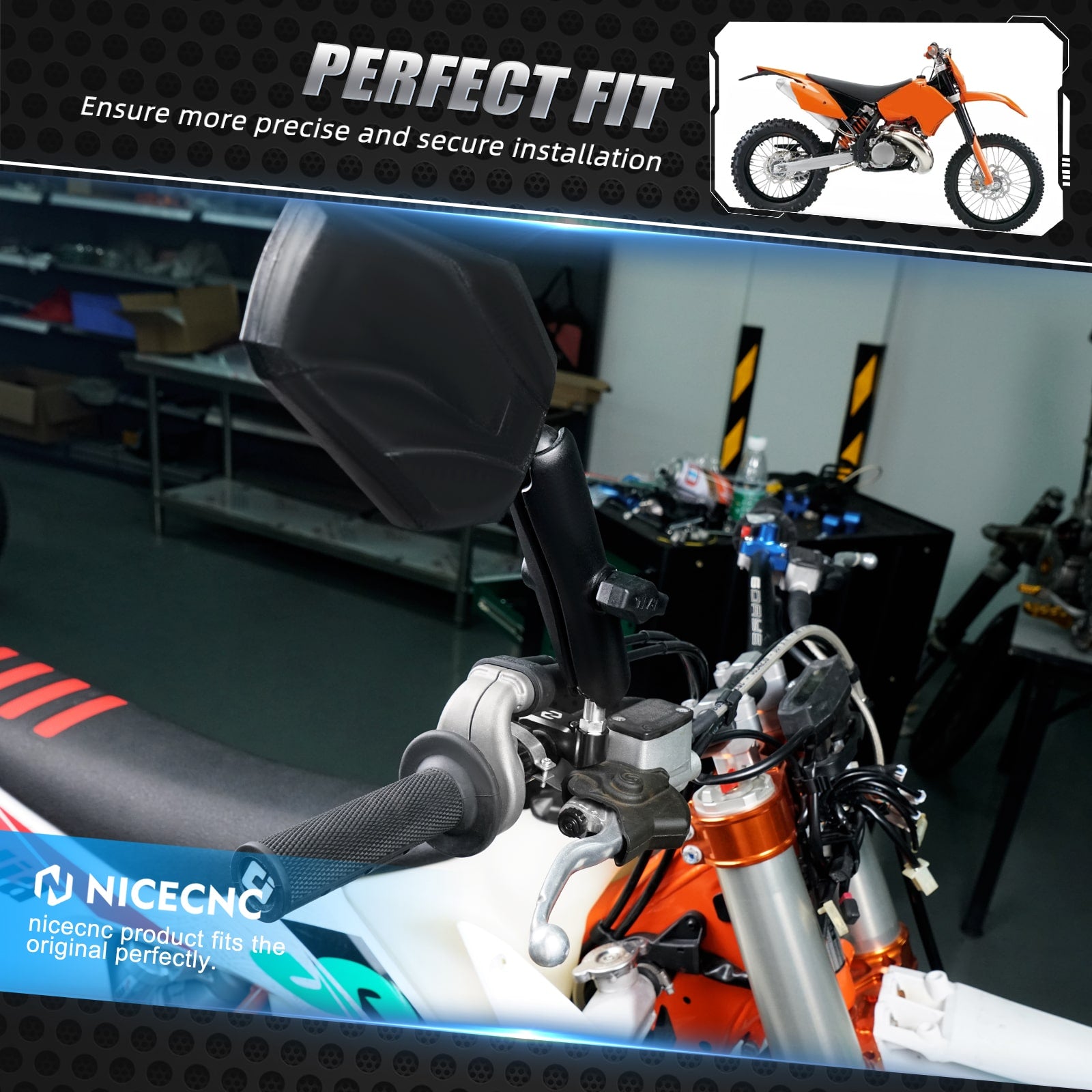 Front Brake Clutch Master Cylinder Clamp w/ Mirror Mount For KTM 350 500 EXCF 2014-2024