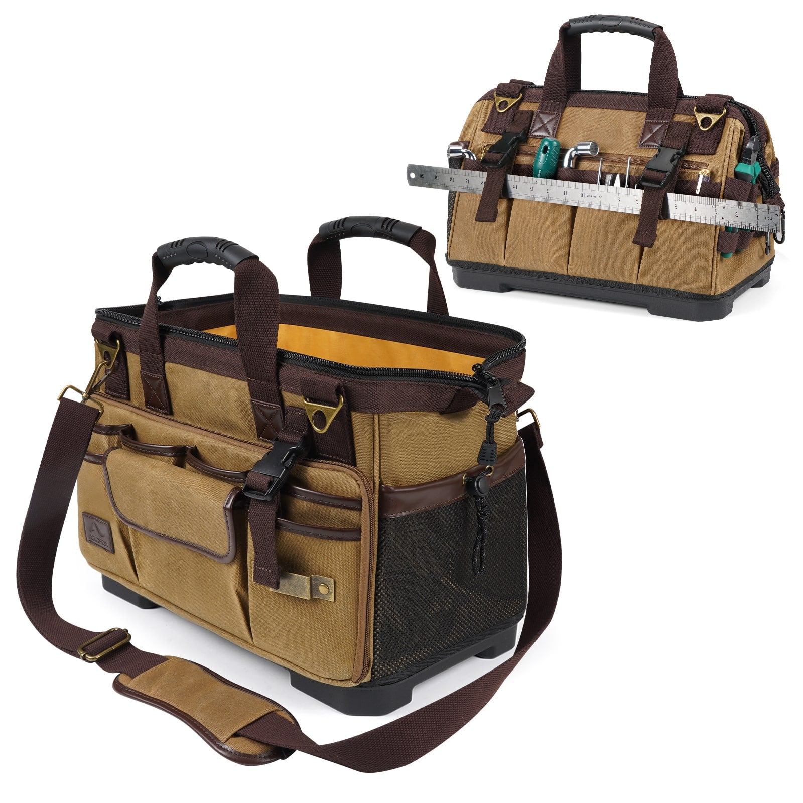 ARCFOX Vintage Waxed Canvas 16 Inch Mechanic Electrician 31 Pockets Tool Bag