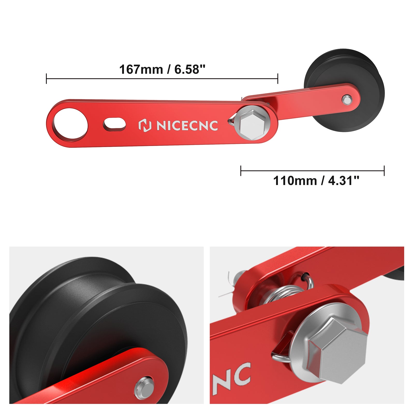 NICECNC Heavy Duty Kettenrollenspanner mit Feder Kompatibel mit Yamaha RAPTOR 700 2013-2021 2020 2019 2018 2017 2016, RAPTOR 700R 2013-2021 2020 2019 2018 2017 2016