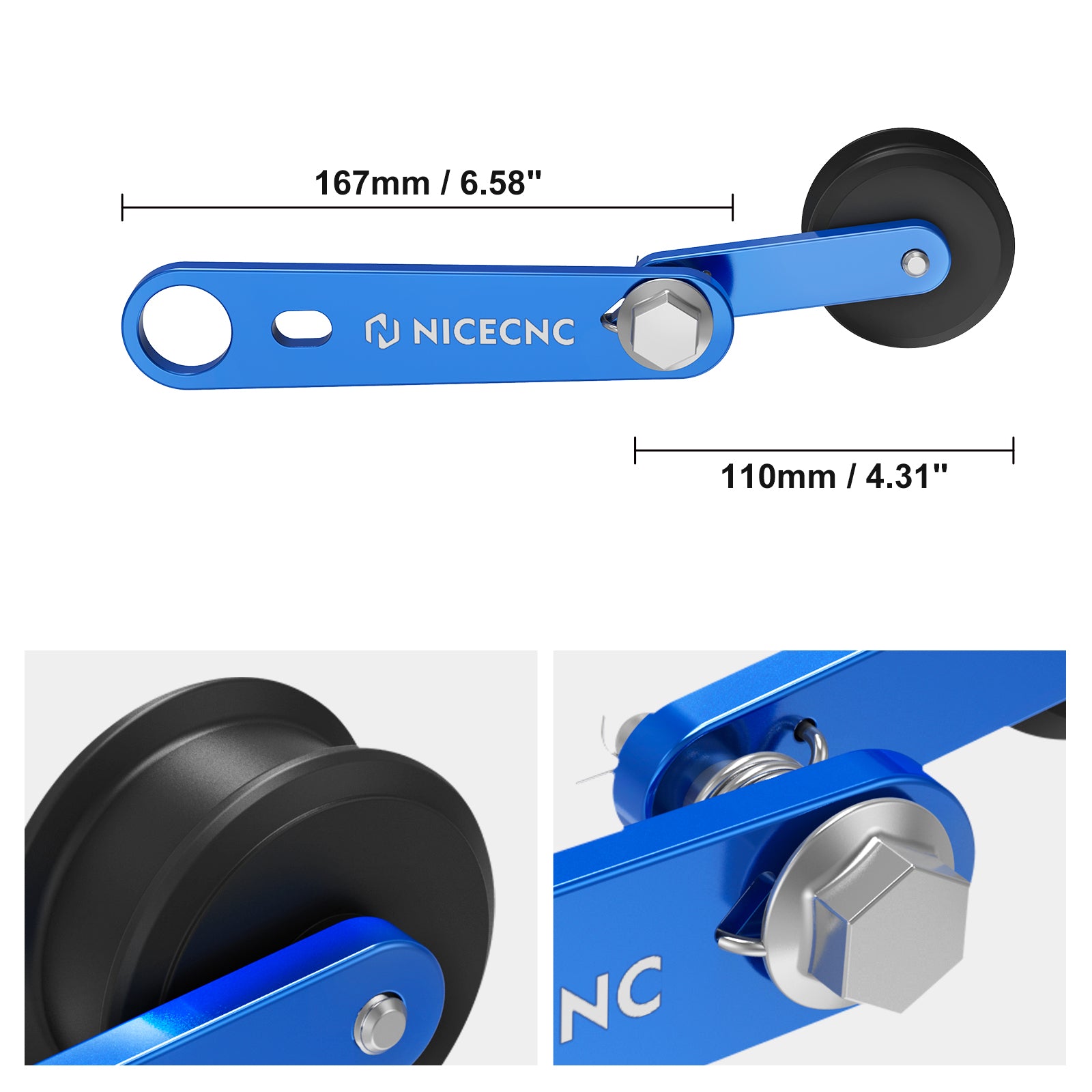 NICECNC Heavy Duty Kettenrollenspanner mit Feder Kompatibel mit Yamaha RAPTOR 700 2013-2021 2020 2019 2018 2017 2016, RAPTOR 700R 2013-2021 2020 2019 2018 2017 2016