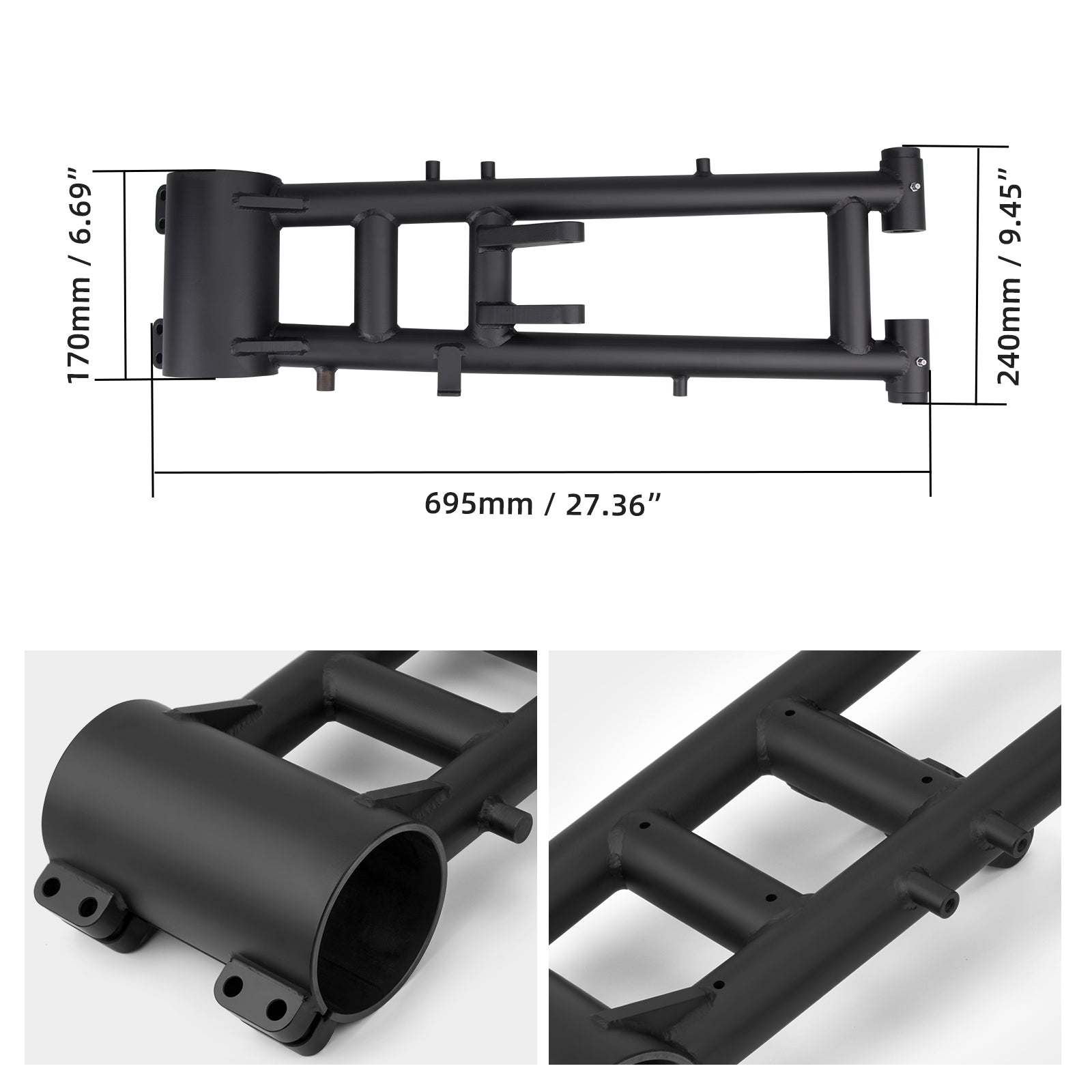 ATV +6" Extended Swingarm & Rear Axle Bearing Carrier Housing For Yamaha Raptor 700 R